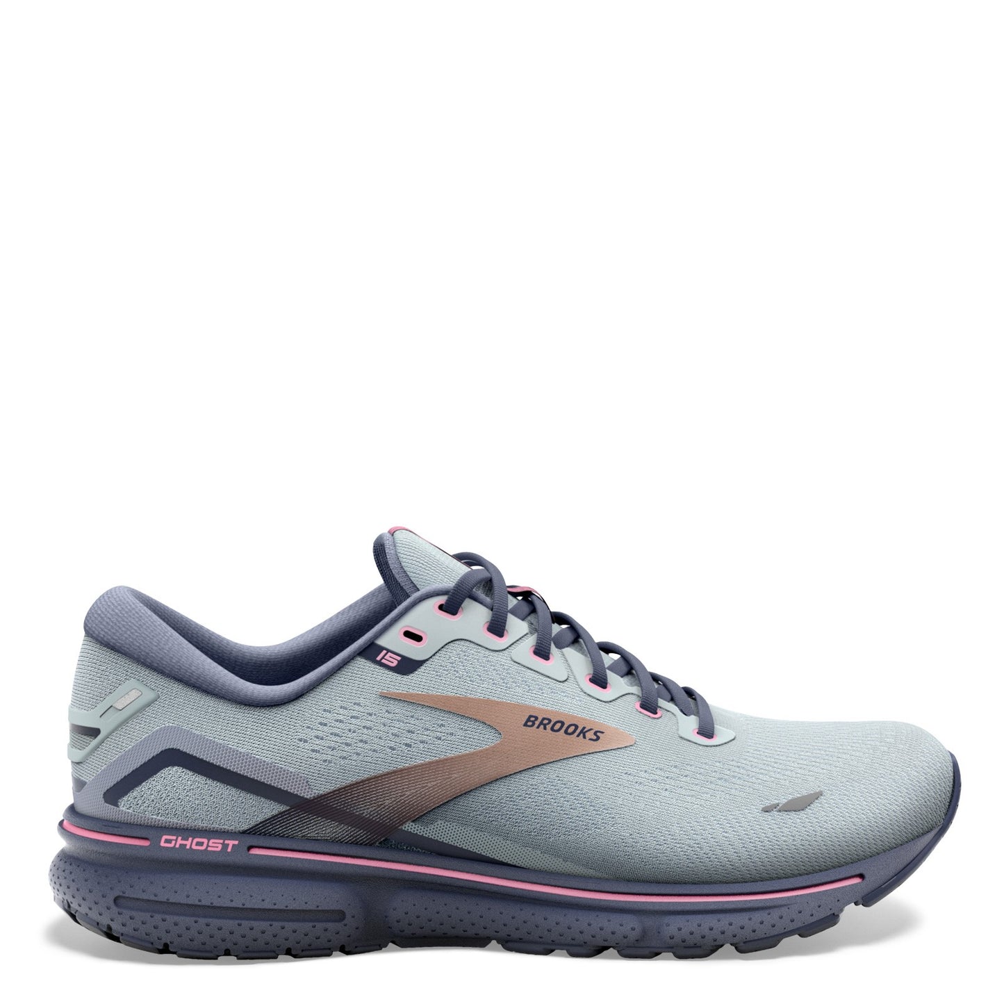 Peltz Shoes Women's Brooks Ghost 15 Running Shoe Spa Blue/Neo Pink/ Copper 120380 1B 492