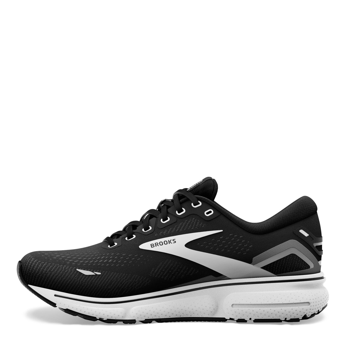 Peltz Shoes Women's Brooks Ghost 15 Running Shoe - Wide Width Black/White 120380 1D 012