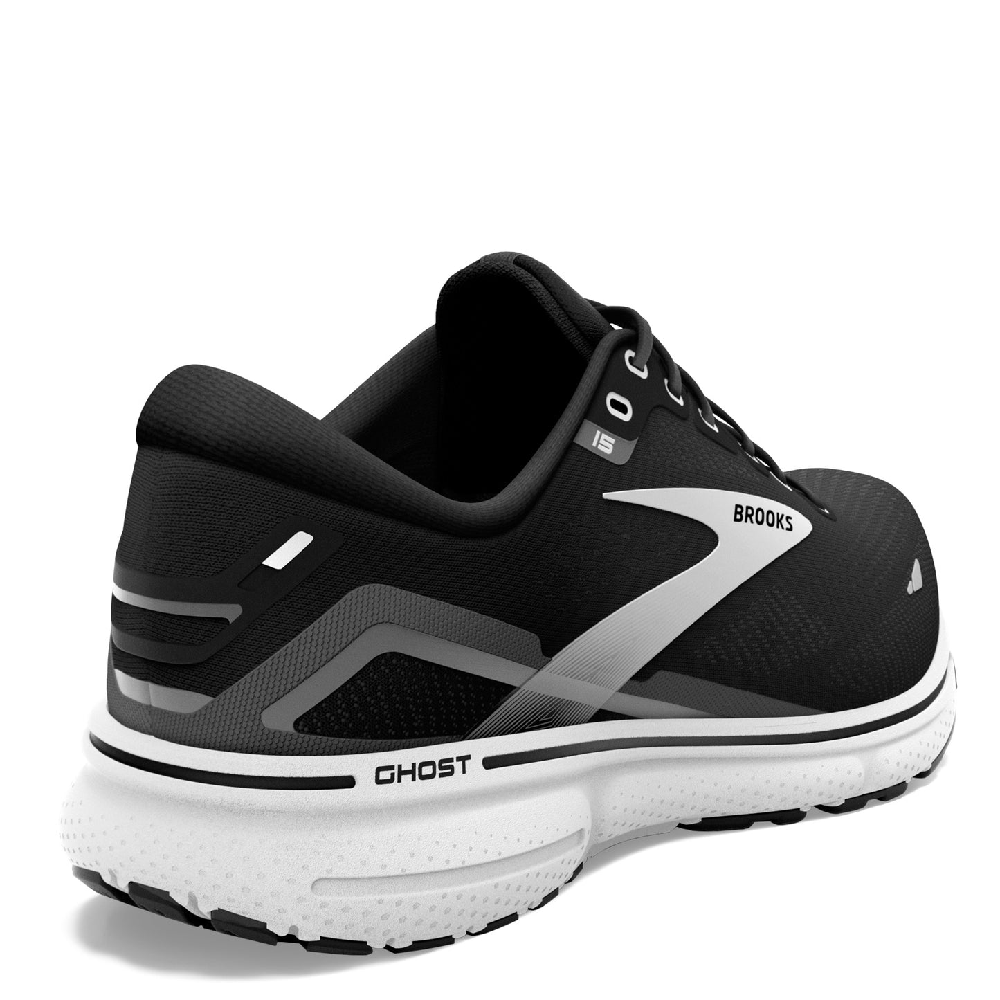 Peltz Shoes Women's Brooks Ghost 15 Running Shoe - Wide Width Black/White 120380 1D 012