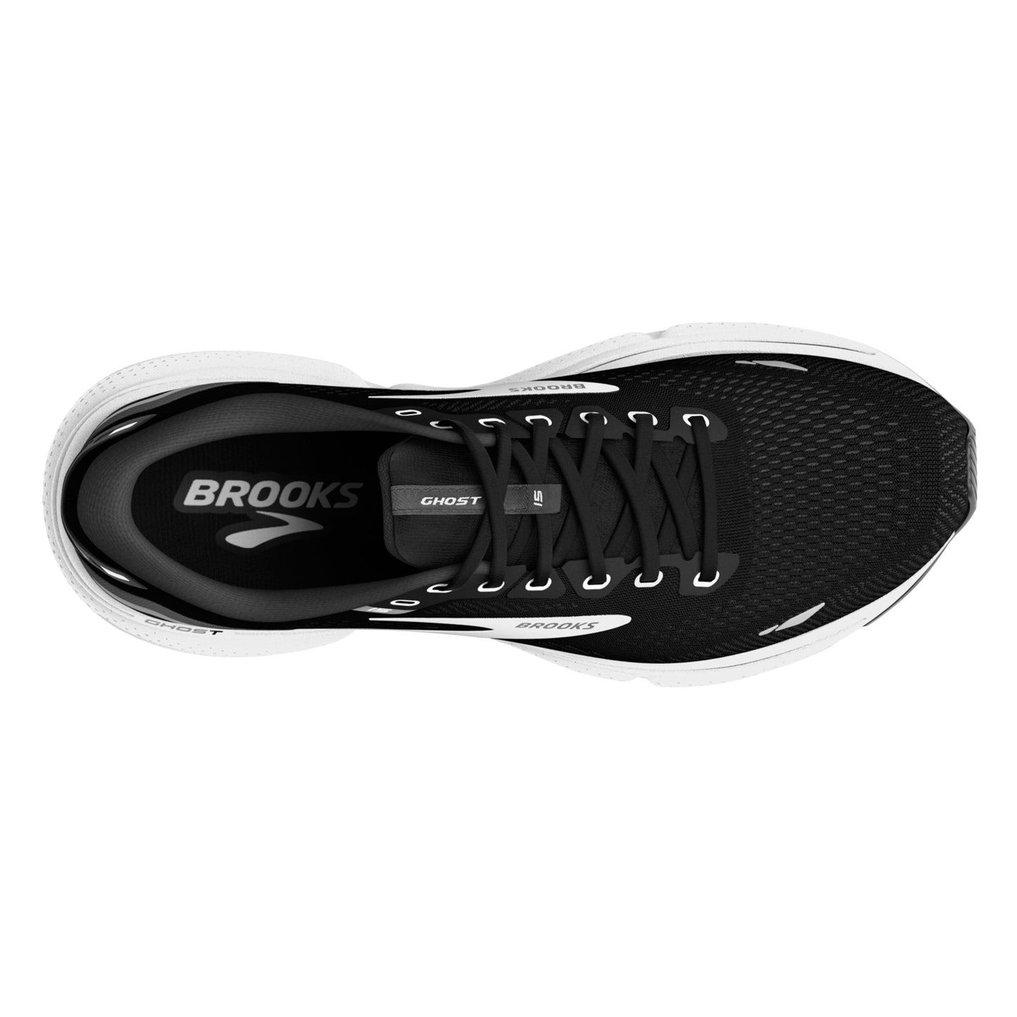 Peltz Shoes Women's Brooks Ghost 15 Running Shoe - Wide Width Black/White 120380 1D 012