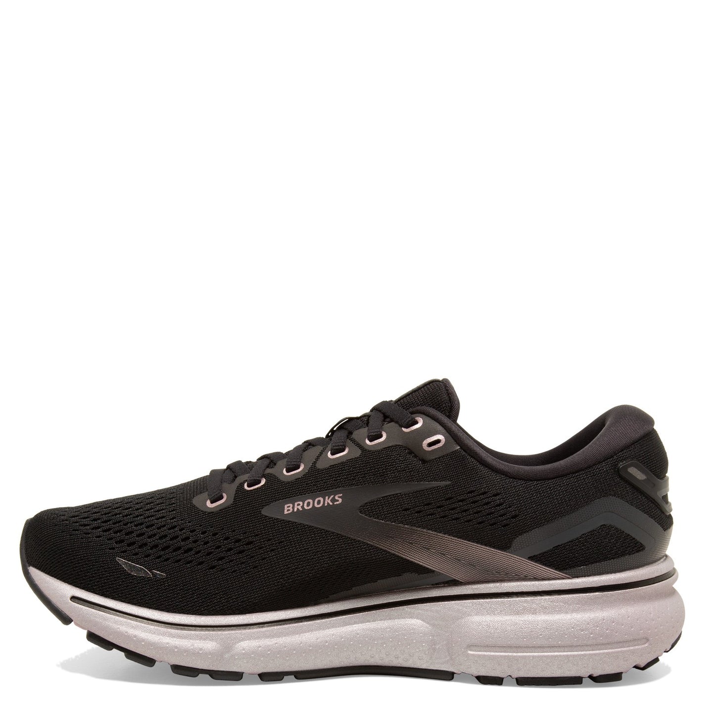 Peltz Shoes Women's Brooks Ghost 15 Running Shoe - Wide Width Black/Rose Gold 120380 1D 014