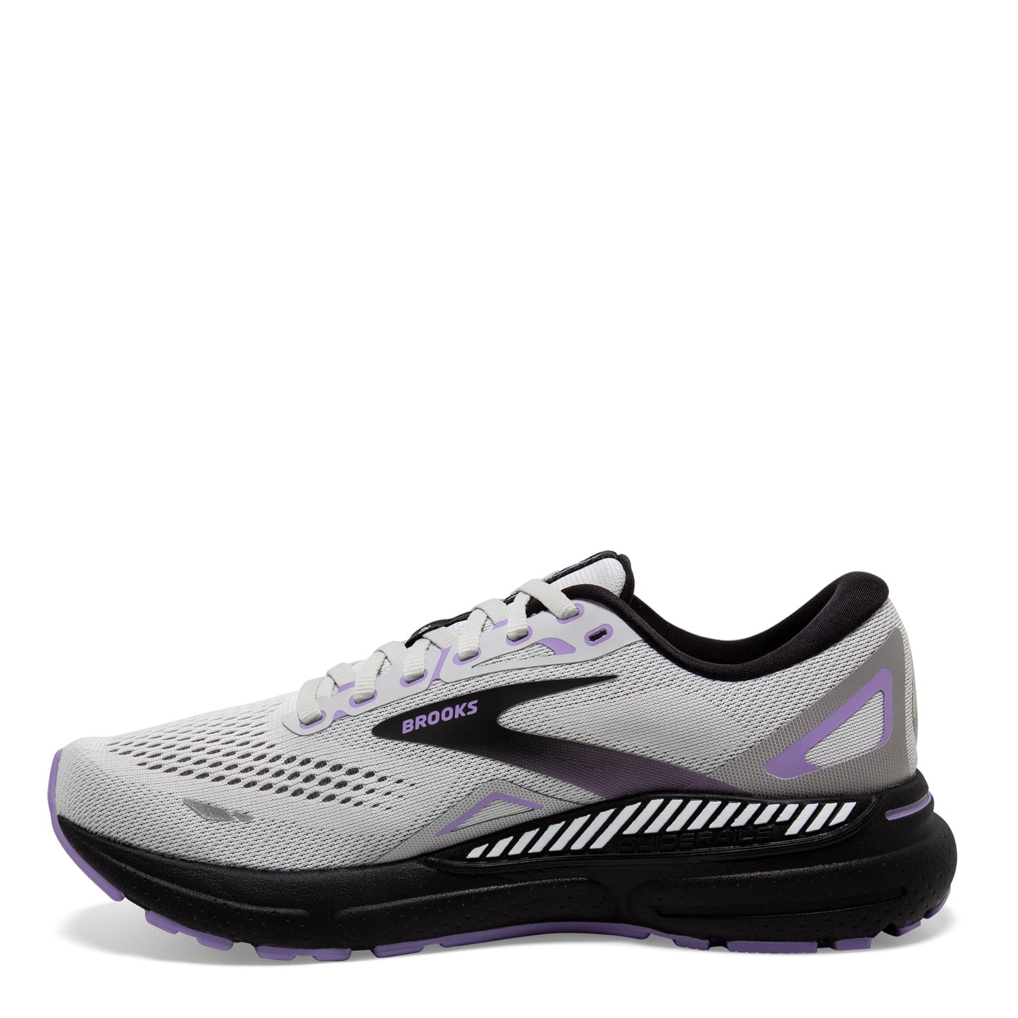 Peltz Shoes Women's Brooks Adrenaline GTS 23 Running Shoe Grey/Black/Purple 120381 1B 039
