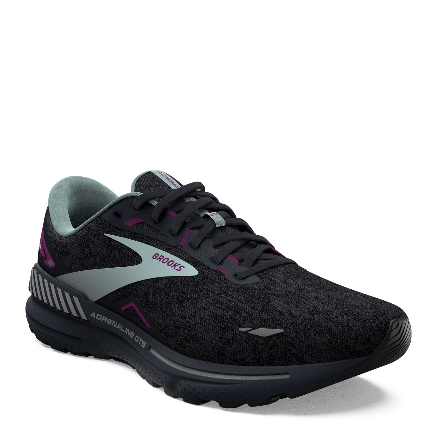 Peltz Shoes Women's Brooks Adrenaline GTS 23 Running Shoe Black/Light Blue/Purple 120381 1B 072