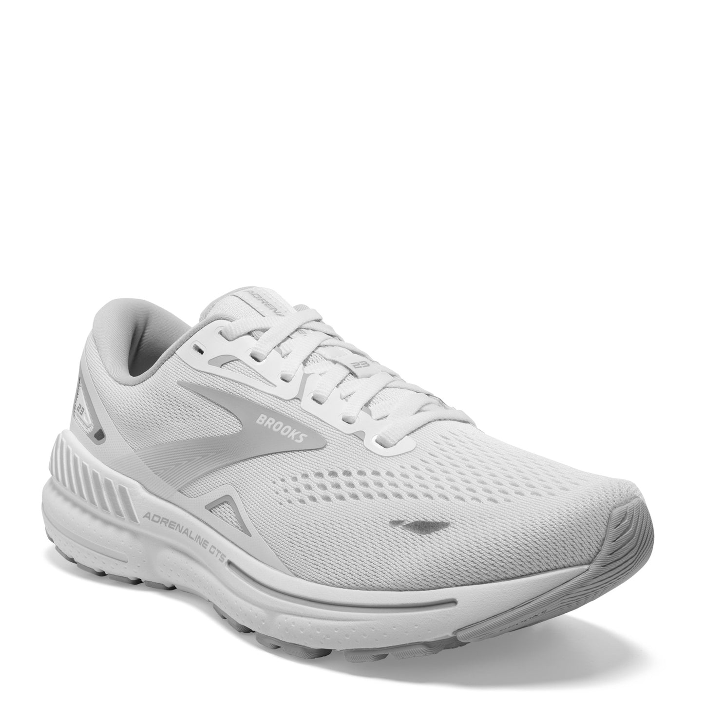 Peltz Shoes Women's Brooks Adrenaline GTS 23 Running Shoe White/Oyster/Silver 120381 1B 104