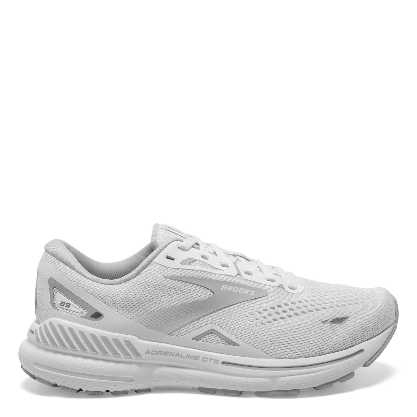 Peltz Shoes Women's Brooks Adrenaline GTS 23 Running Shoe White/Oyster/Silver 120381 1B 104
