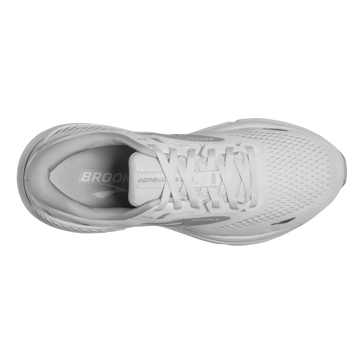 Peltz Shoes Women's Brooks Adrenaline GTS 23 Running Shoe White/Oyster/Silver 120381 1B 104