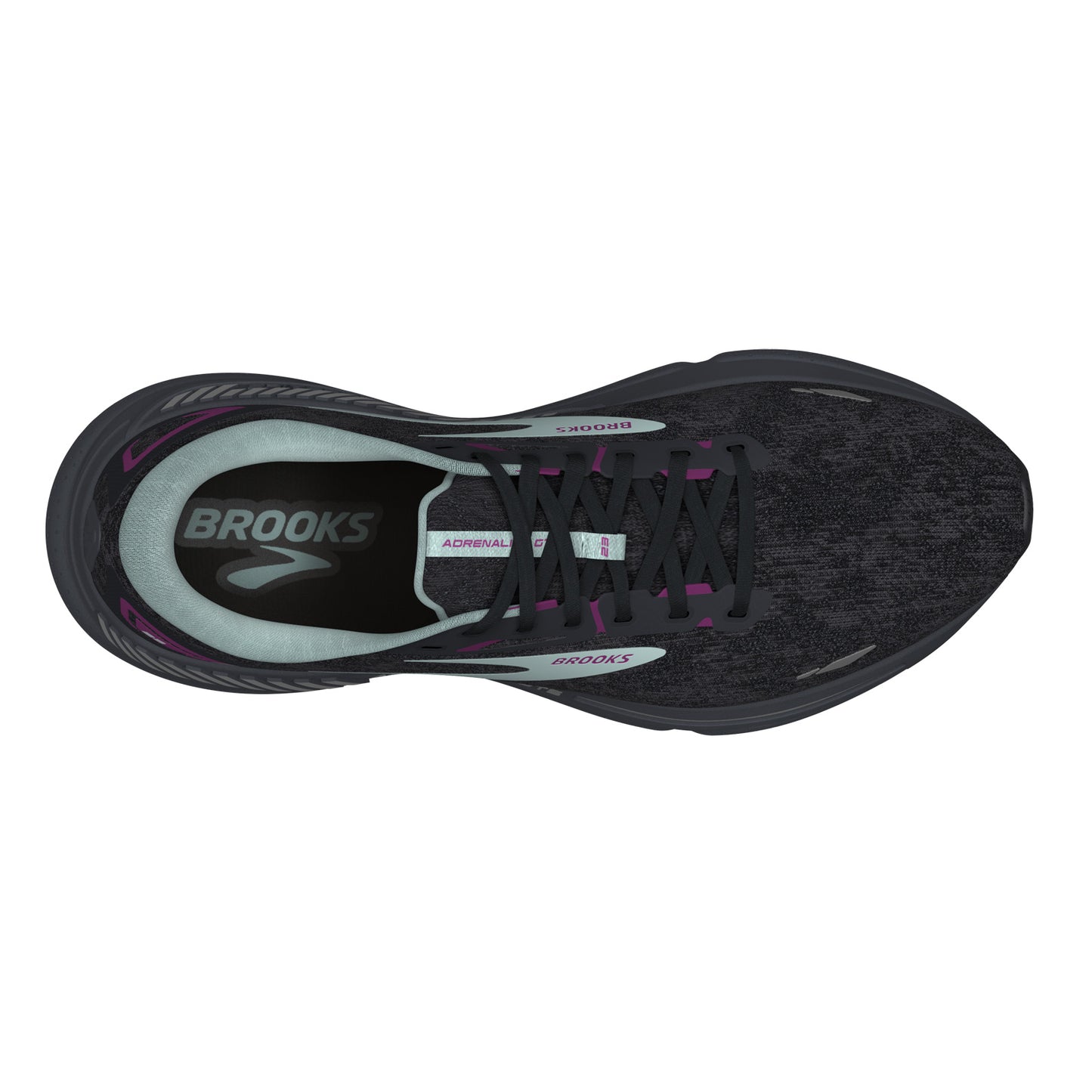 Peltz Shoes Women's Brooks Adrenaline GTS 23 Running Shoe – Wide Width Black/Light Blue/Purple 120381 1D 072