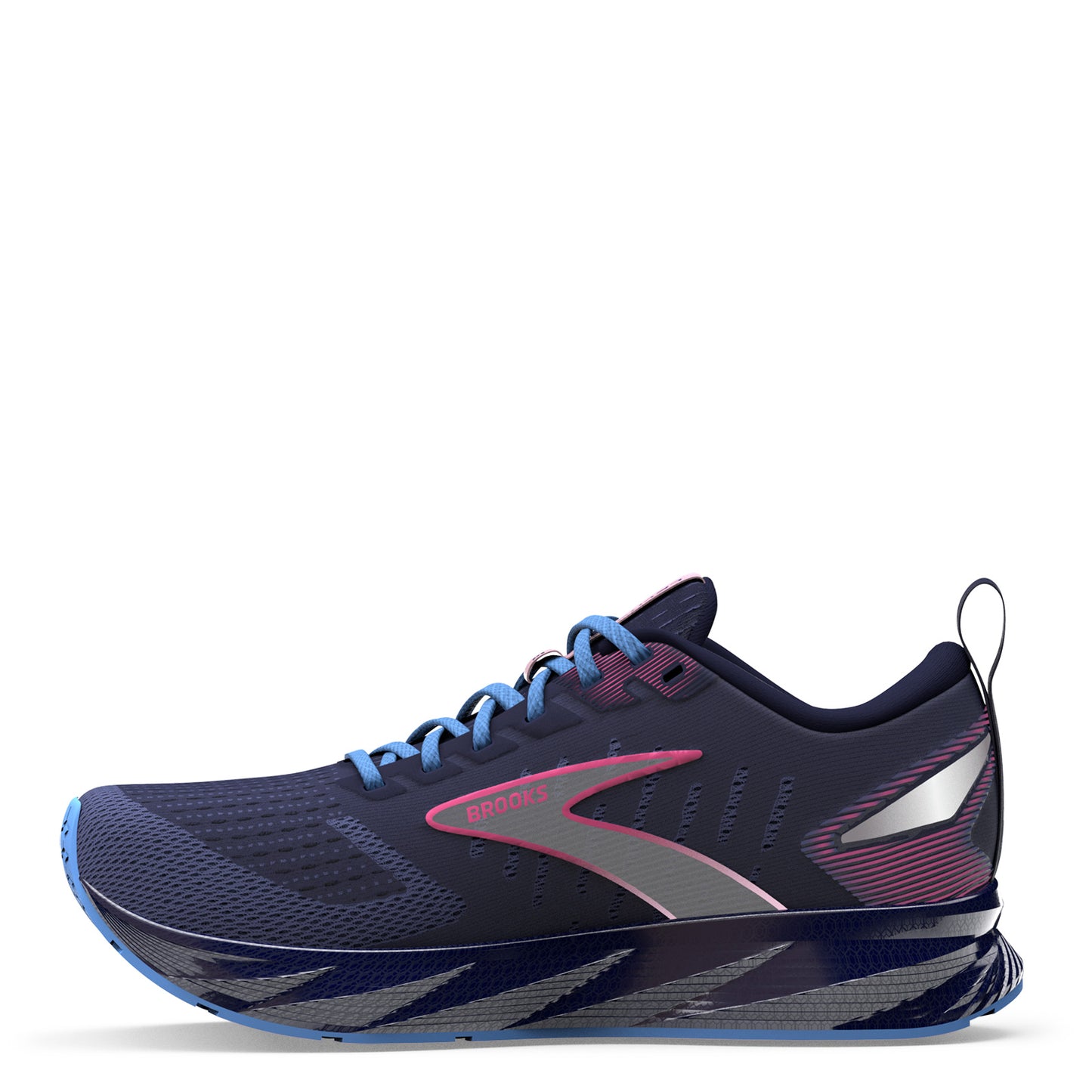 Peltz Shoes Women's Brooks Levitate 6 Running Shoe Navy/Pink 120383 1B 463