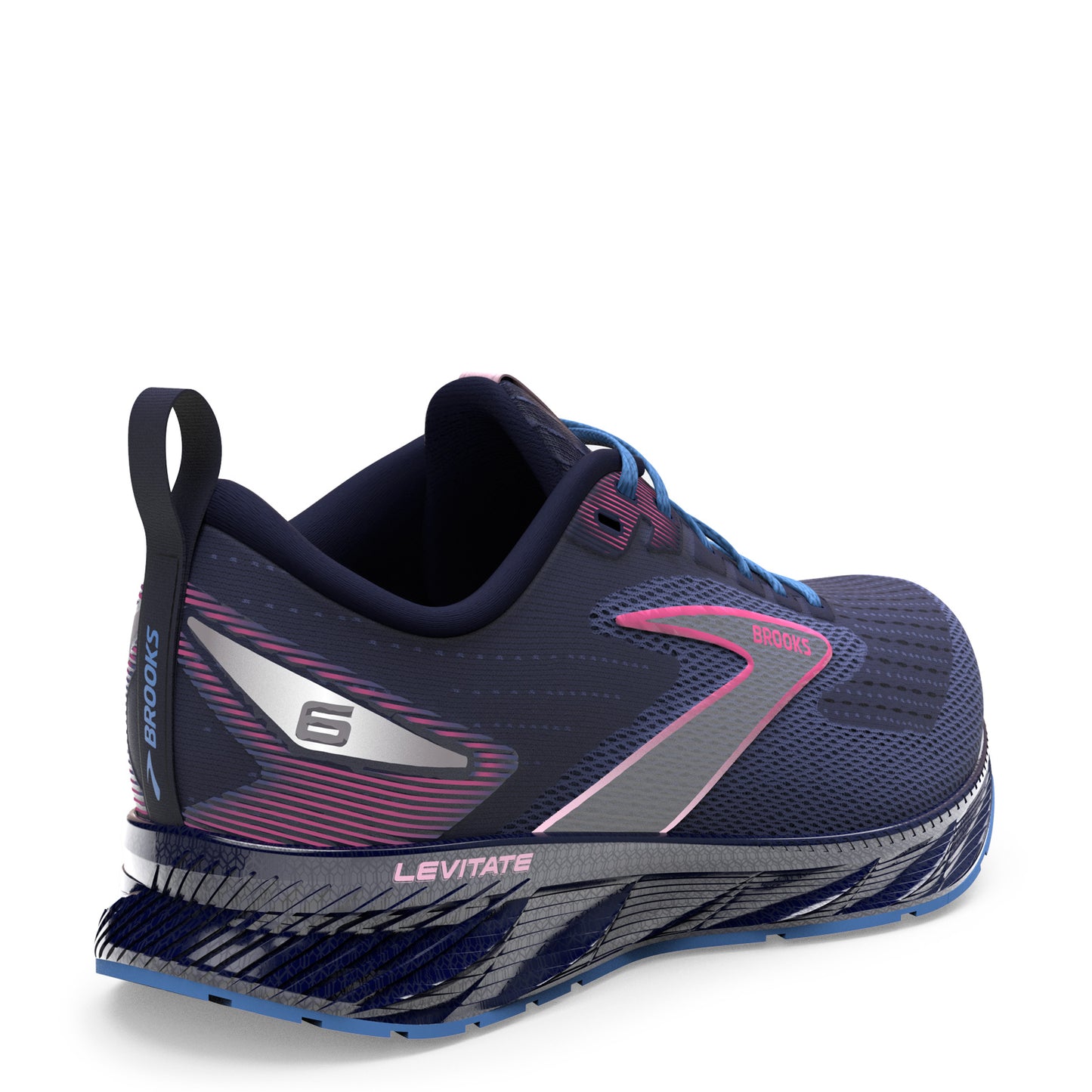 Peltz Shoes Women's Brooks Levitate 6 Running Shoe Navy/Pink 120383 1B 463