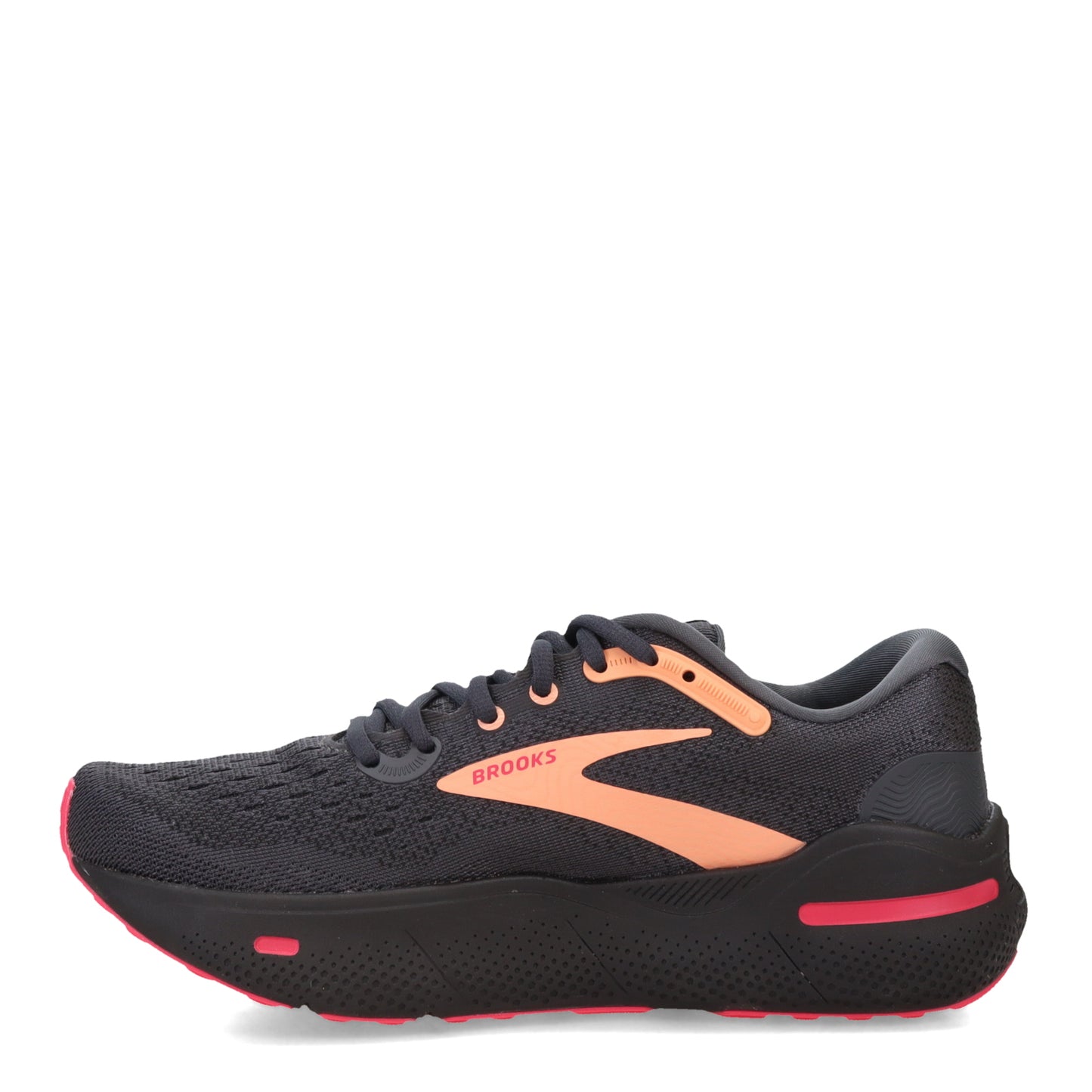 Peltz Shoes Women's Brooks Ghost Max Running Shoe Black/Papaya/Raspberry 120395 1B 049
