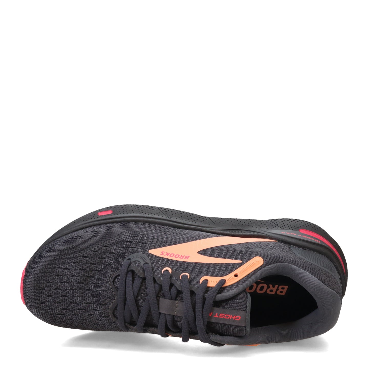 Peltz Shoes Women's Brooks Ghost Max Running Shoe Black/Papaya/Raspberry 120395 1B 049