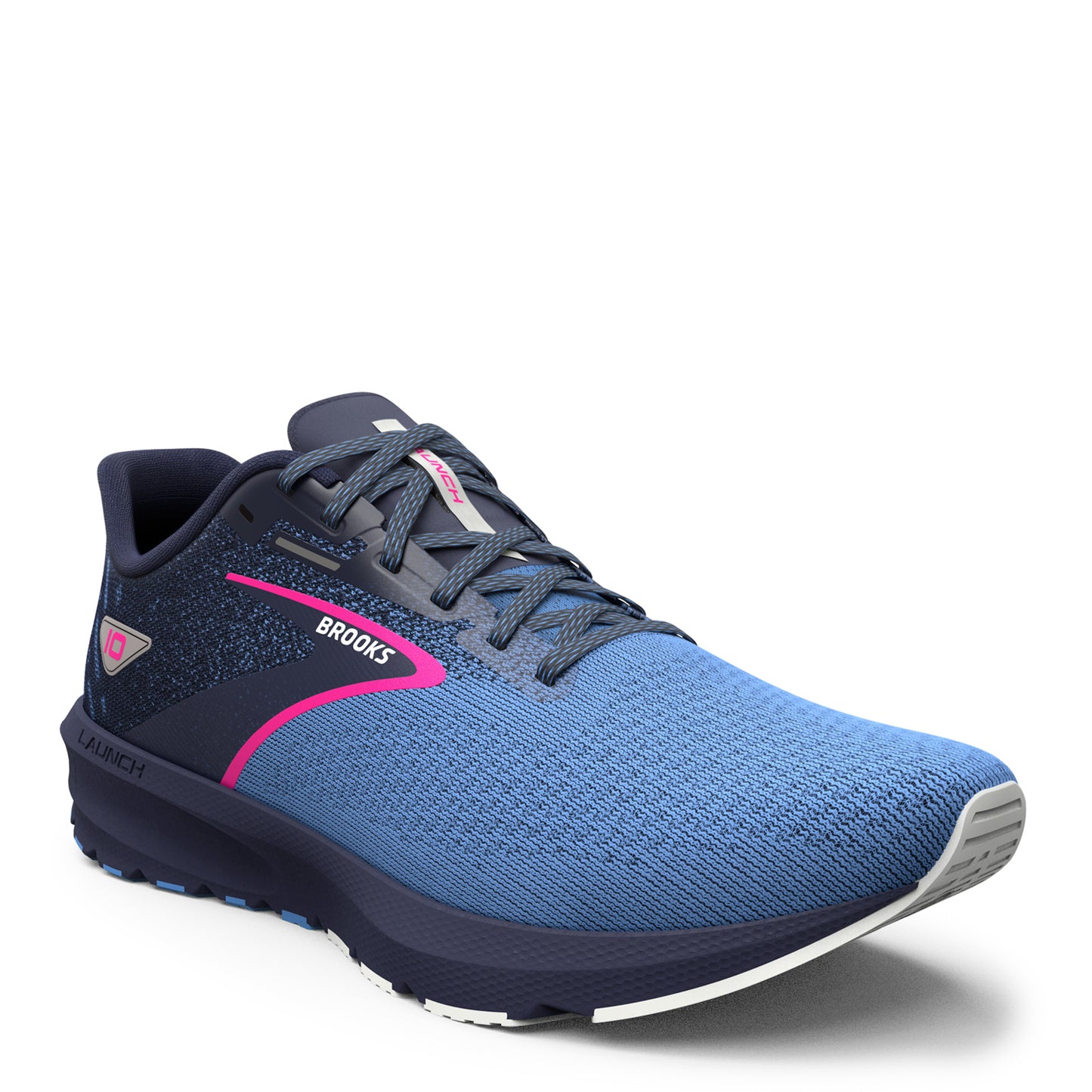 Peltz Shoes Women's Brooks Launch 10 Running Shoe Peacoat/Marina Blue/Pink Glo 120398 1B 441