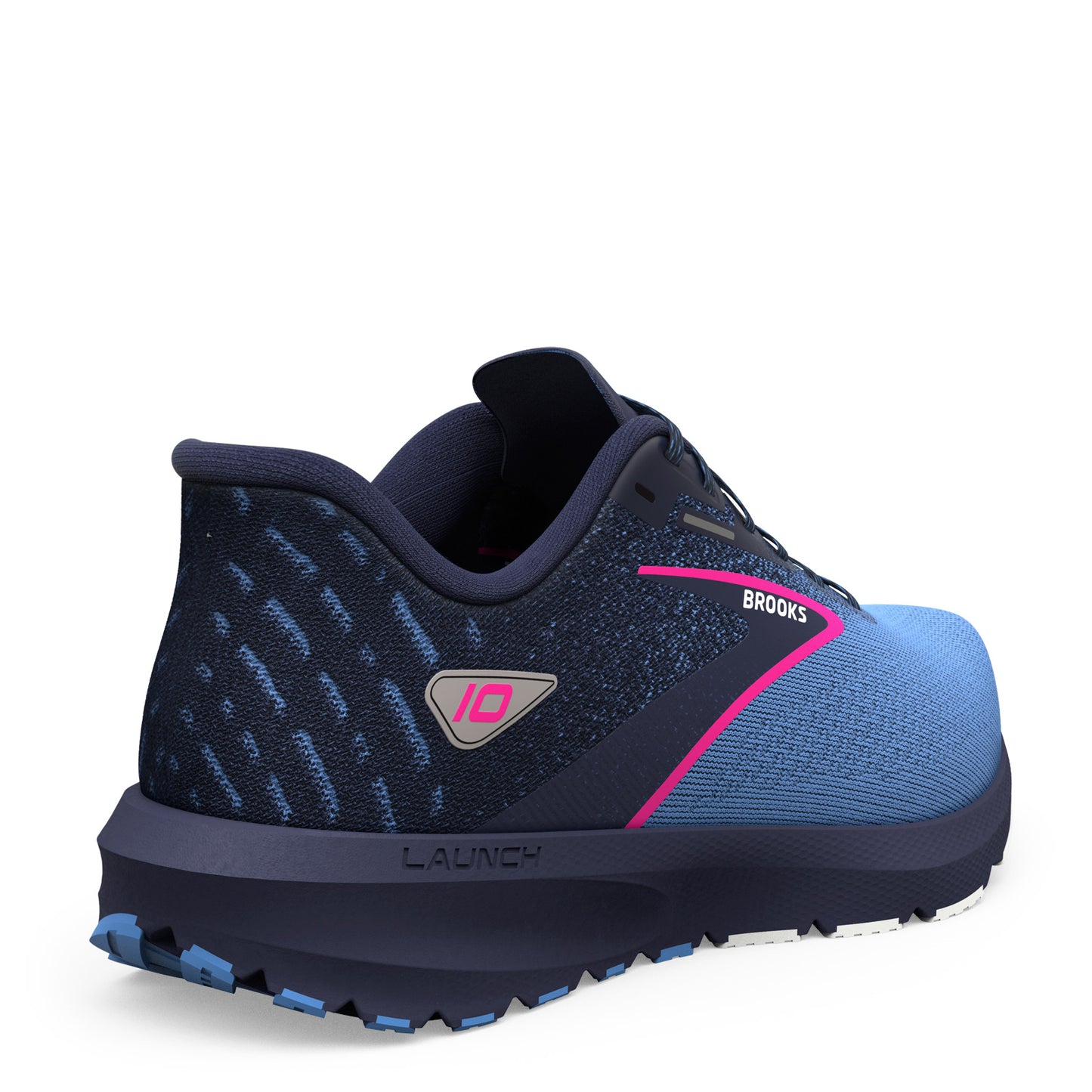 Peltz Shoes Women's Brooks Launch 10 Running Shoe Peacoat/Marina Blue/Pink Glo 120398 1B 441