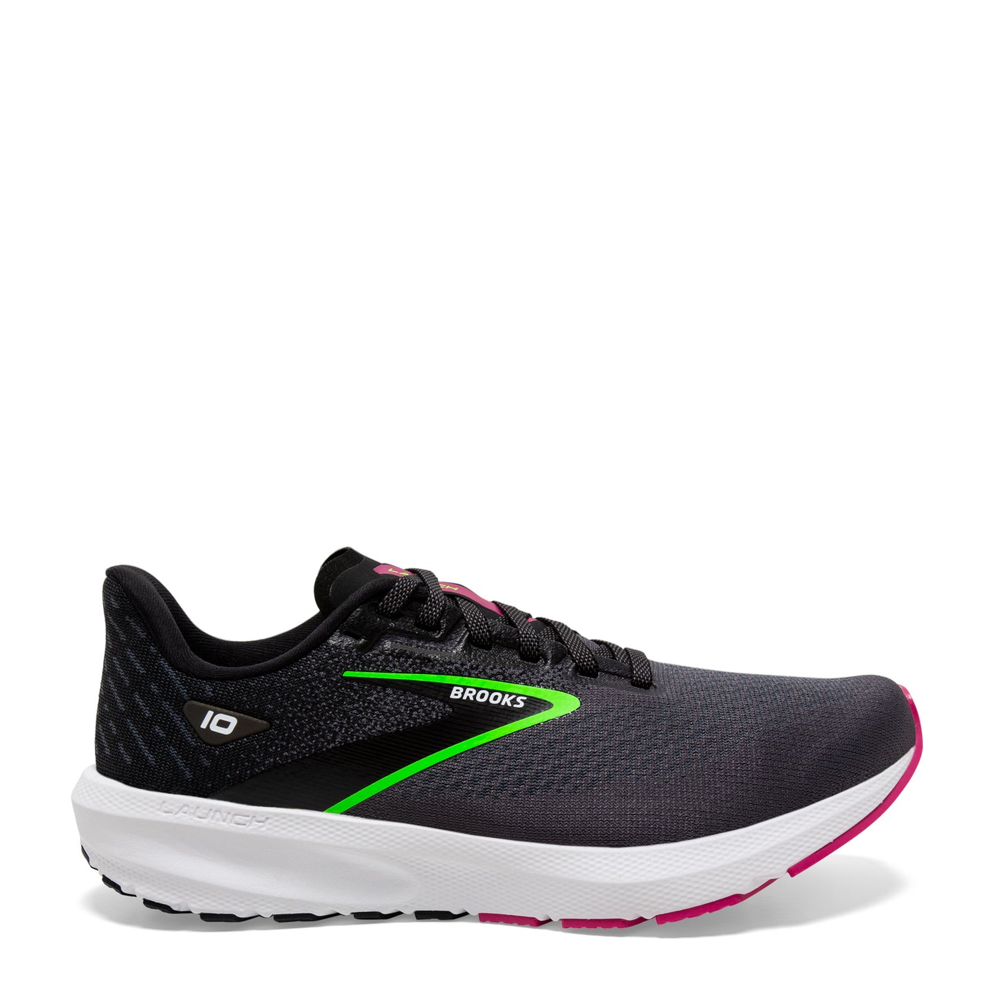 Peltz Shoes Women's Brooks Launch 10 Running Shoe - Wide Width Black/Blackened Pearl/Green 120398 1D 074