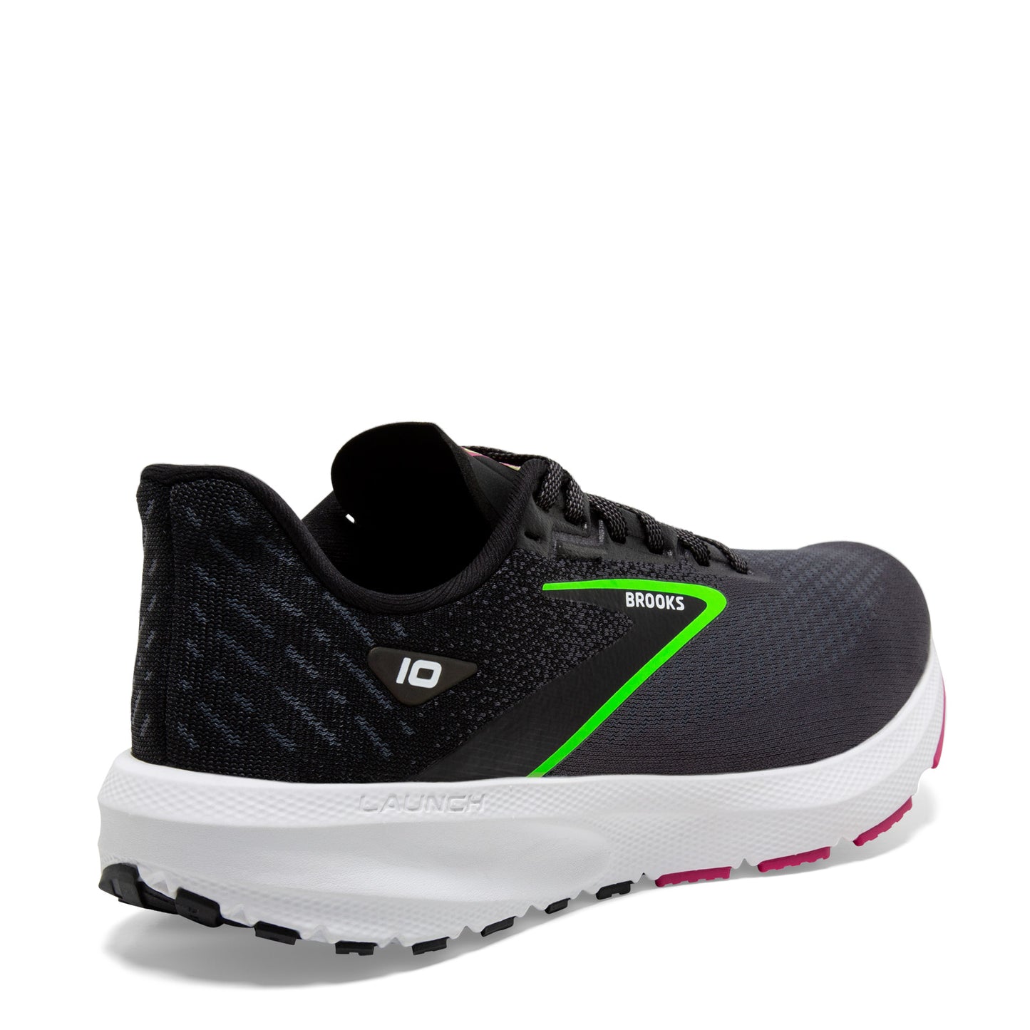 Peltz Shoes Women's Brooks Launch 10 Running Shoe - Wide Width Black/Blackened Pearl/Green 120398 1D 074