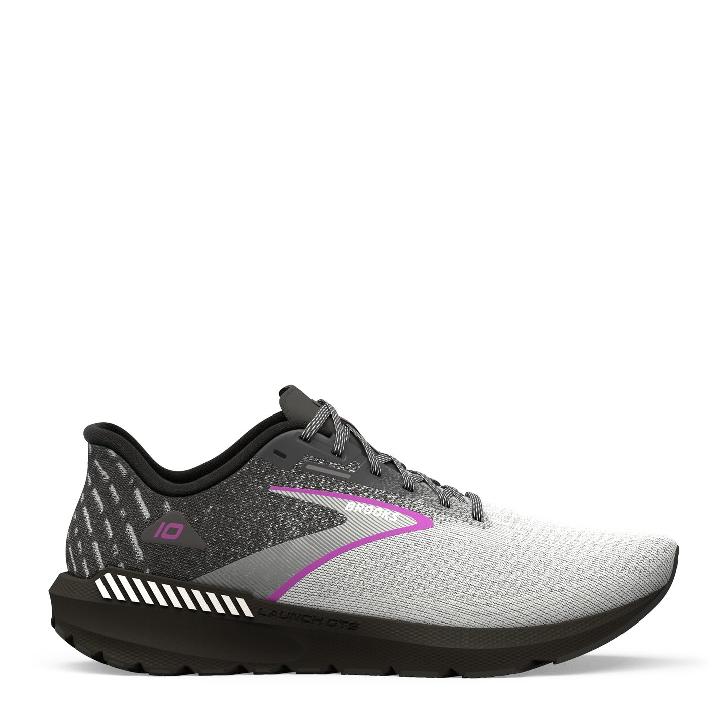 Peltz Shoes Women's Brooks Launch GTS 10 Running Shoe - Wide Width Black/White/Violet 120399 1D 085