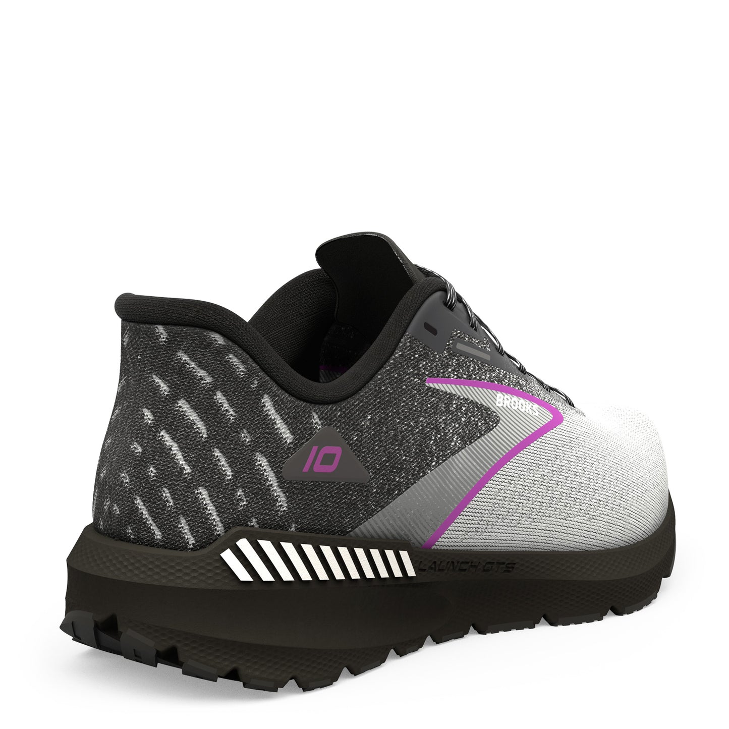 Peltz Shoes Women's Brooks Launch GTS 10 Running Shoe - Wide Width Black/White/Violet 120399 1D 085