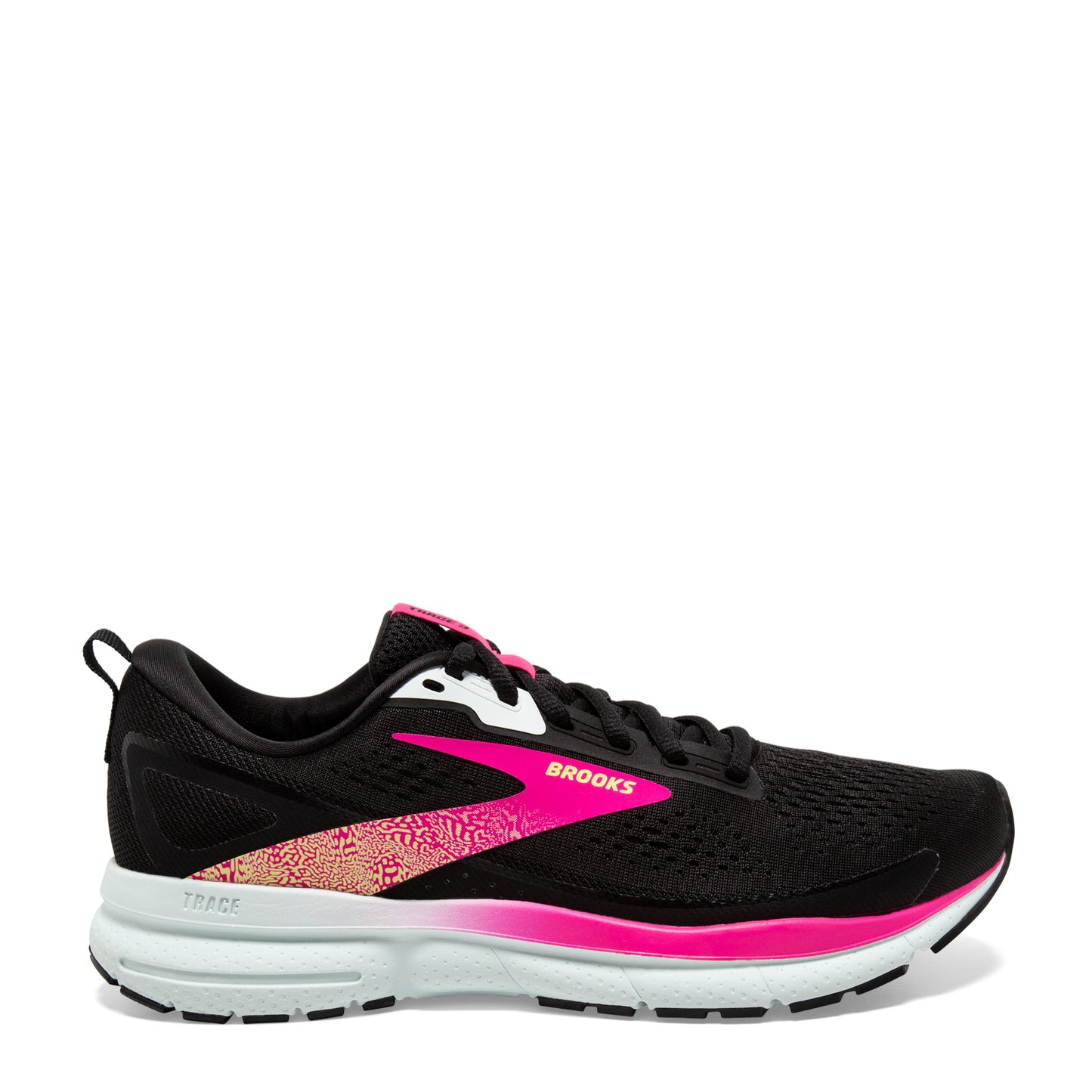 Peltz Shoes Women's Brooks Trace 3 Running Shoe Black/Blue/Pink Glo 120401 1B 098