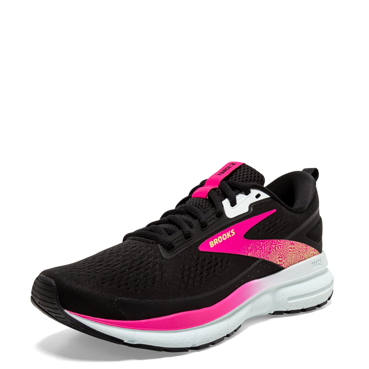 Peltz Shoes Women's Brooks Trace 3 Running Shoe Black/Blue/Pink Glo 120401 1B 098