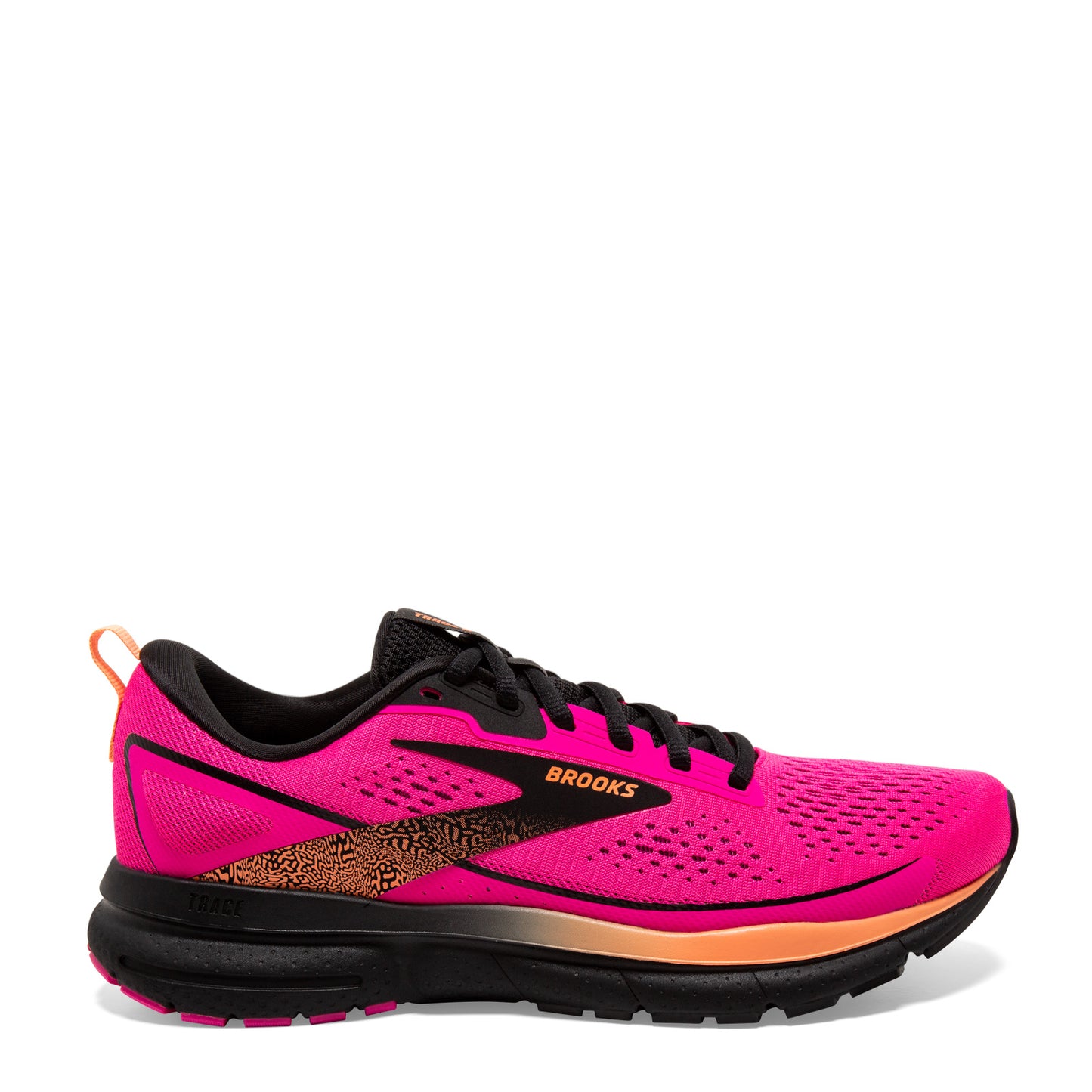 Peltz Shoes Women's Brooks Trace 3 Running Shoe Pink Glo/Black/Orange 120401 1B 694