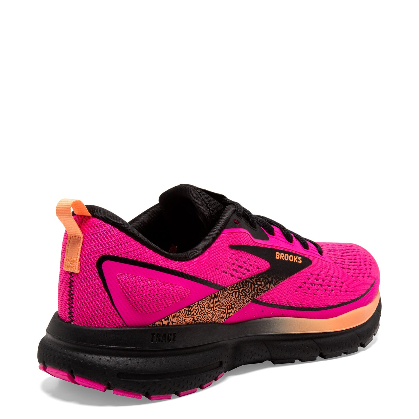 Peltz Shoes Women's Brooks Trace 3 Running Shoe Pink Glo/Black/Orange 120401 1B 694