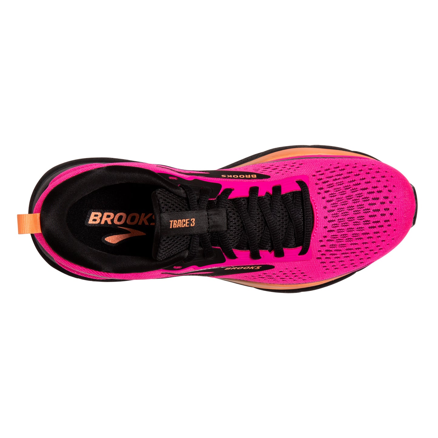 Peltz Shoes Women's Brooks Trace 3 Running Shoe Pink Glo/Black/Orange 120401 1B 694