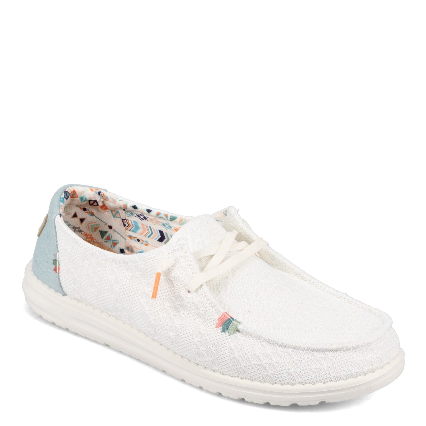 Peltz Shoes Women's Hey Dude Wendy Boho Slip-On WHITE CROCHET 121410164