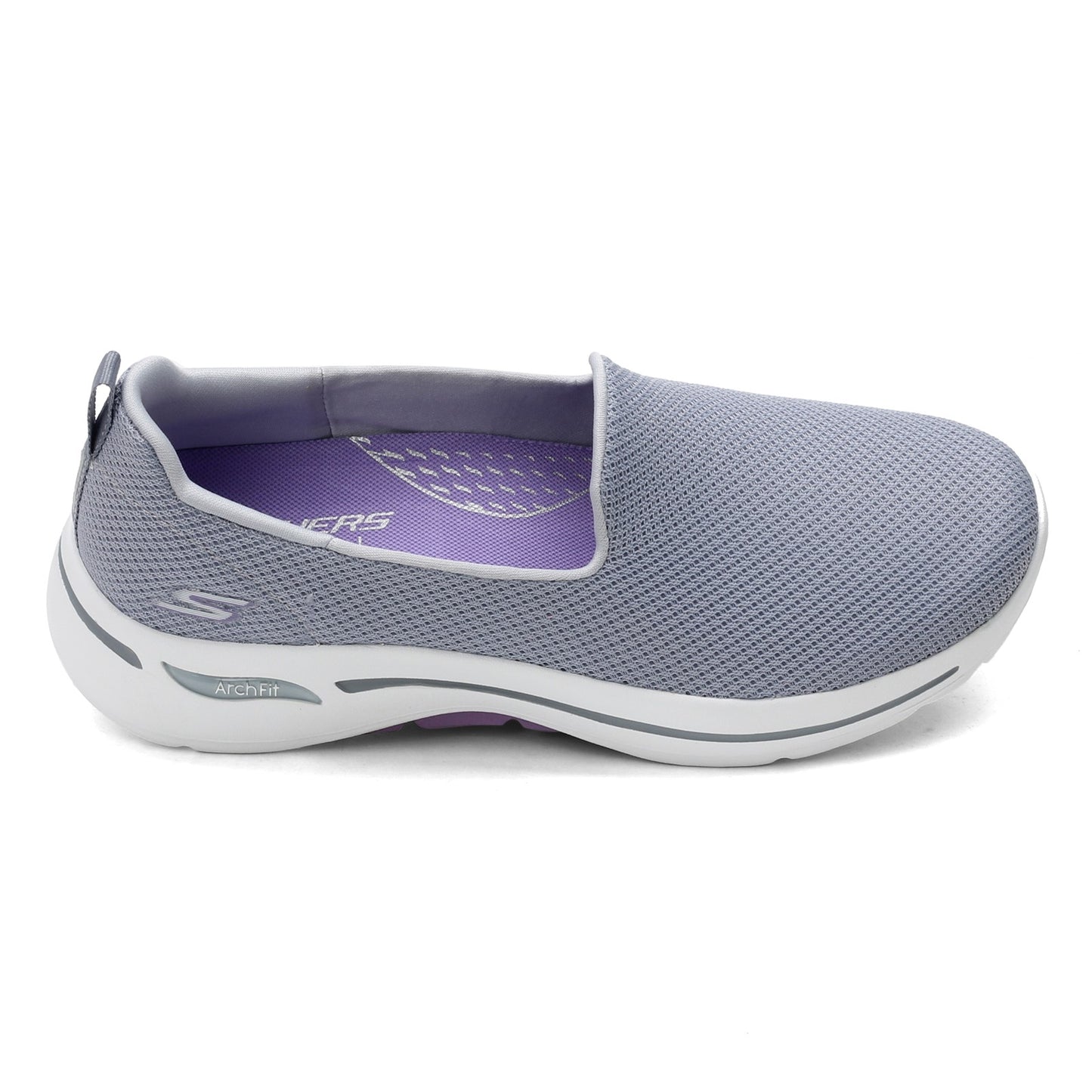 Peltz Shoes Women's Skechers GOwalk Arch Fit - Grateful Slip-On GRAY LAVENDER 124401-GYLV