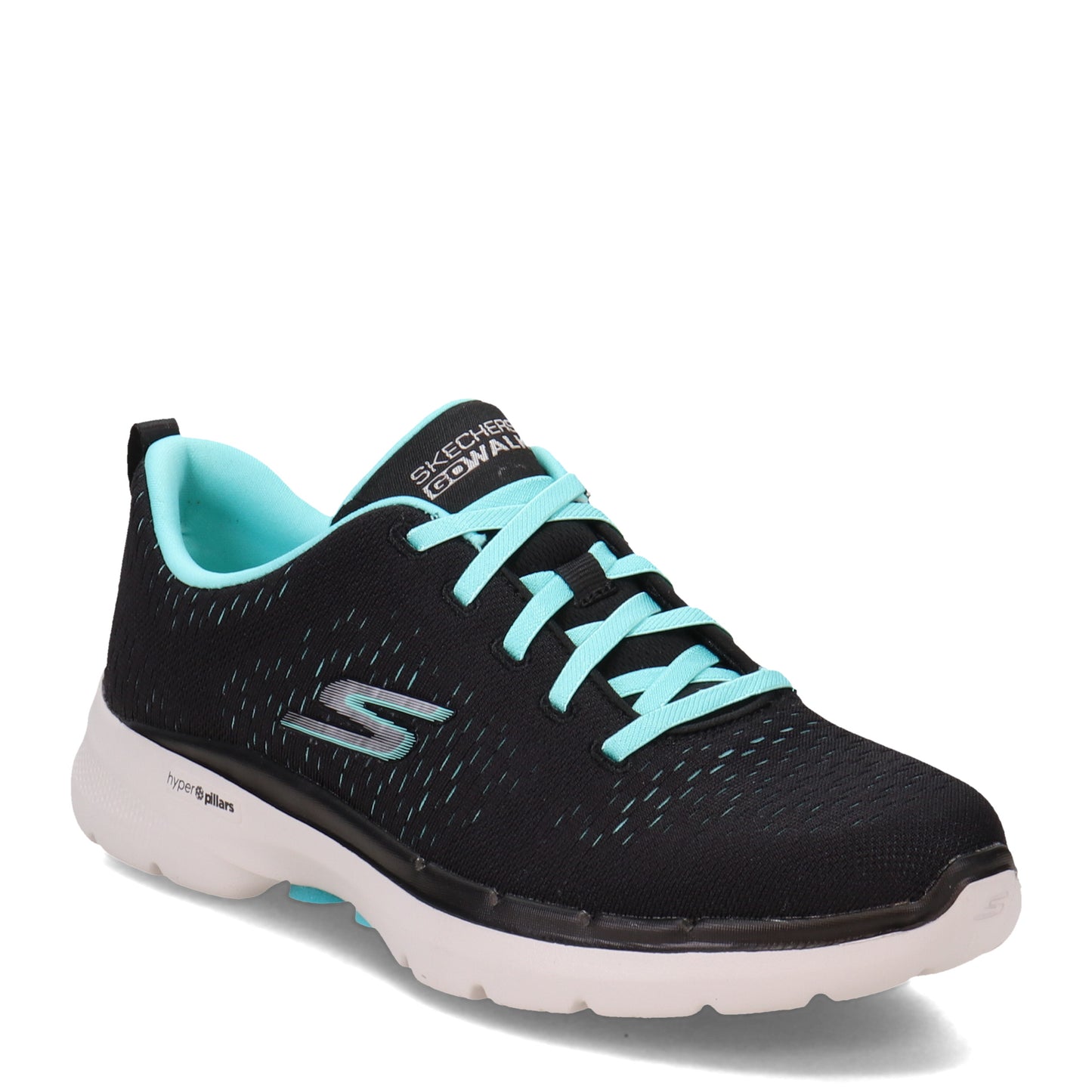 Peltz Shoes Women's Skechers GO WALK 6 - Adora Walking Shoe BLACK AQUA 124524-BKAQ