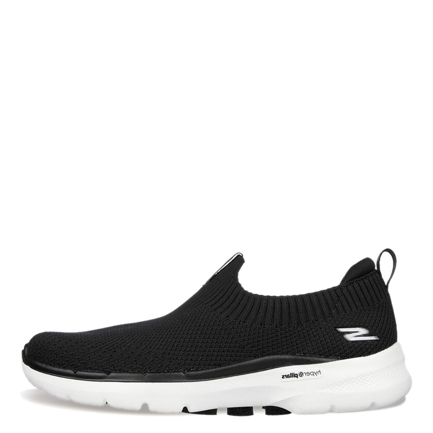 Peltz Shoes Women's Skechers GO WALK 6 - Stunning View Sneaker BLACK WHITE 124557-BKW