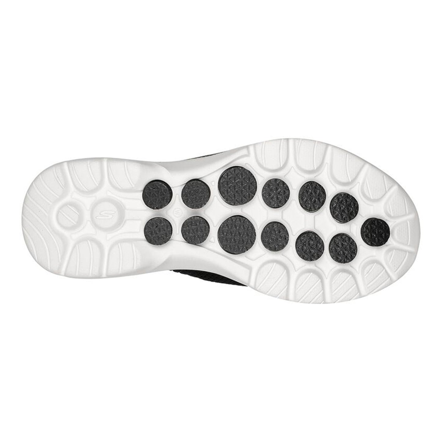 Peltz Shoes Women's Skechers GO WALK 6 - Stunning View Sneaker BLACK WHITE 124557-BKW