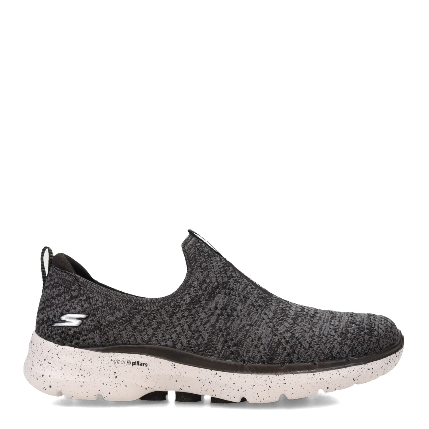 Peltz Shoes Women's Skechers Go Walk 6- Splendid Day Slip-On BLACK GREY 124558-BKGY