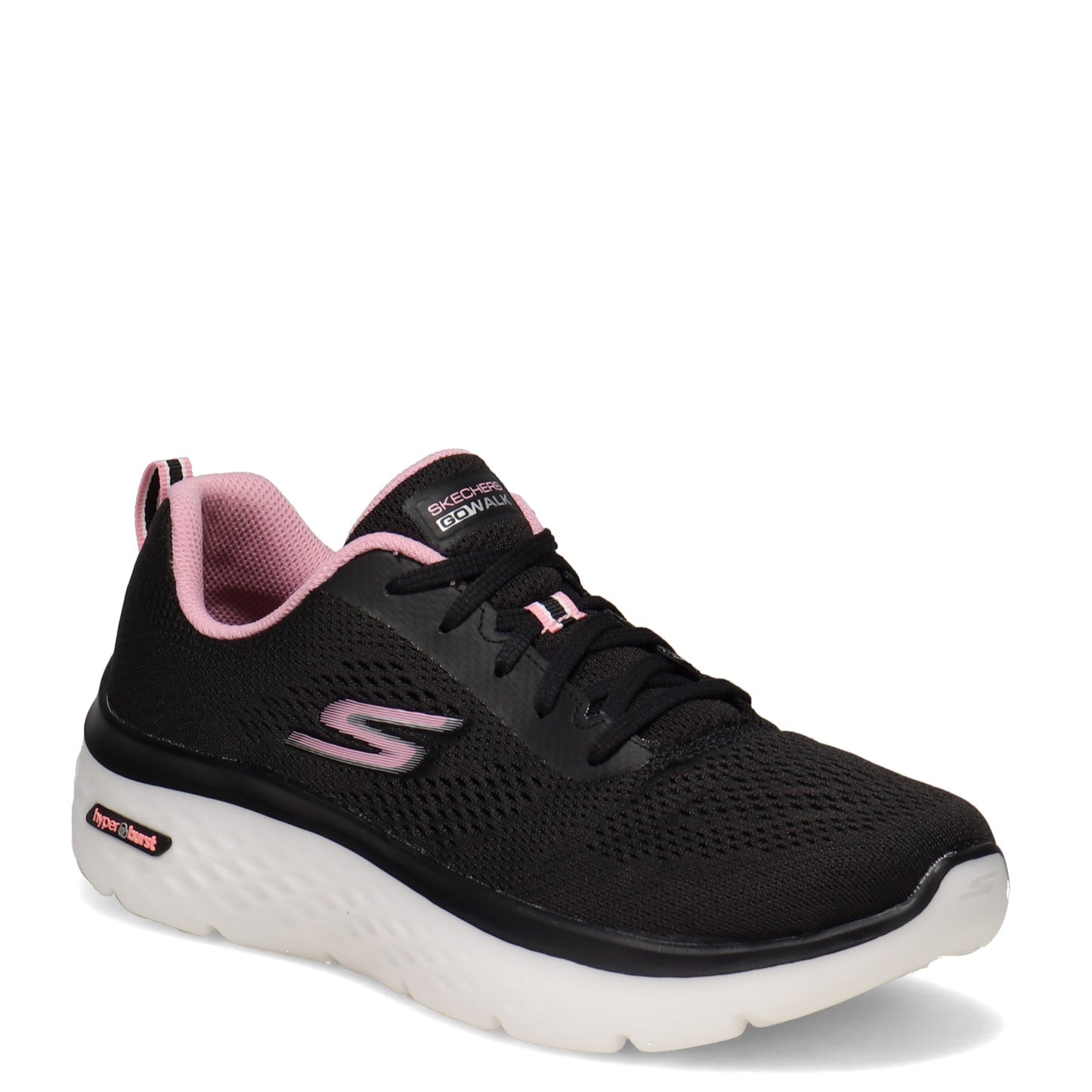 Peltz Shoes Women's Skechers GOwalk Hyper Burst Walking Shoe BLACK PINK 124578-BKPK