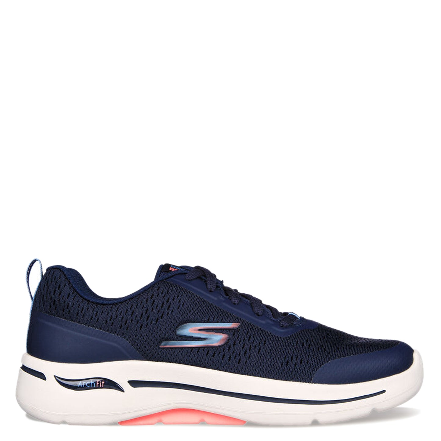 Peltz Shoes Women's Skechers GO WALK Arch Fit - Uptown Summer Sneaker - Wide Width NAVY PINK 124887W-NVPK