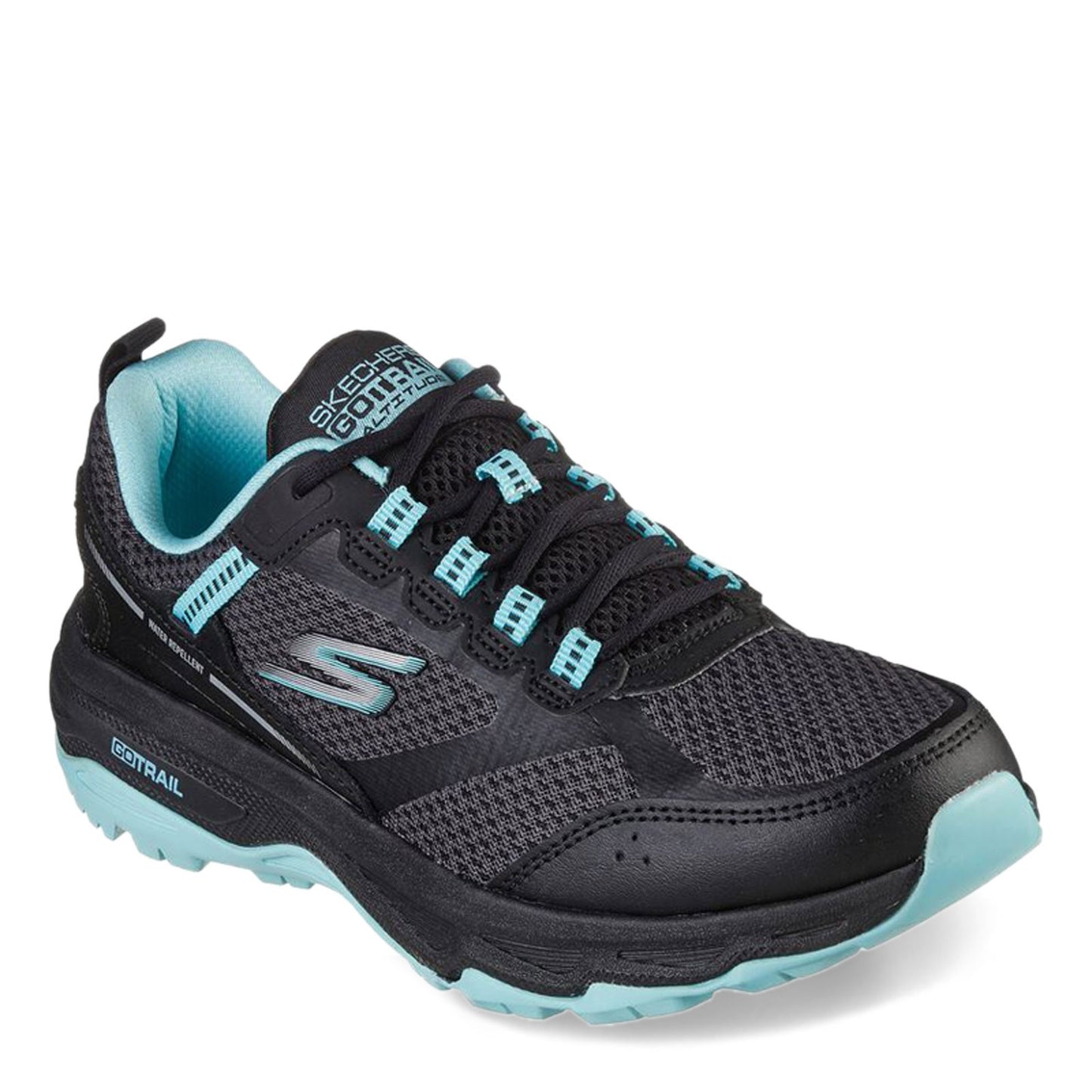 Peltz Shoes Women's Skechers GOrun Trail Altitude Running Shoe BLACK AQUA 128200-BKAQ