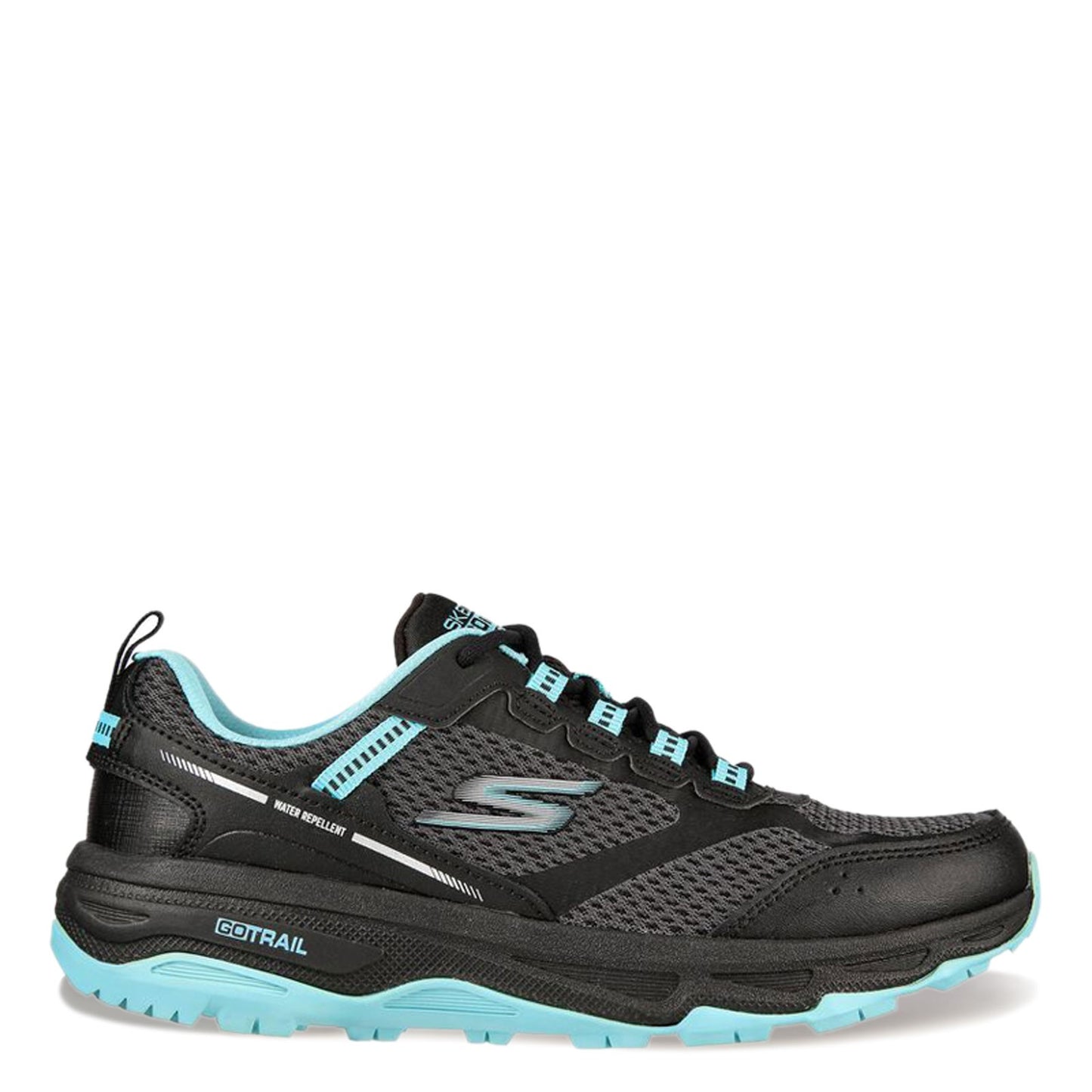 Peltz Shoes Women's Skechers GOrun Trail Altitude Running Shoe BLACK AQUA 128200-BKAQ