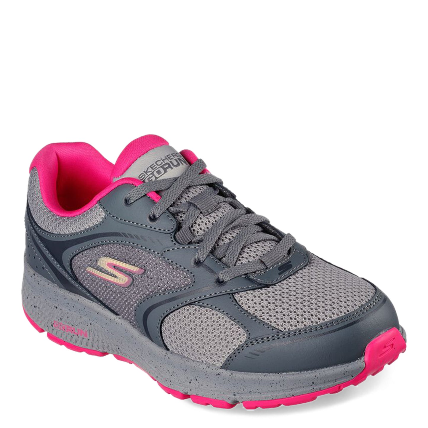 Peltz Shoes Women's Skechers GO RUN Consistent - Vivid Horizon Running Shoe - Wide Width GREY PINK 128285W-GYPK