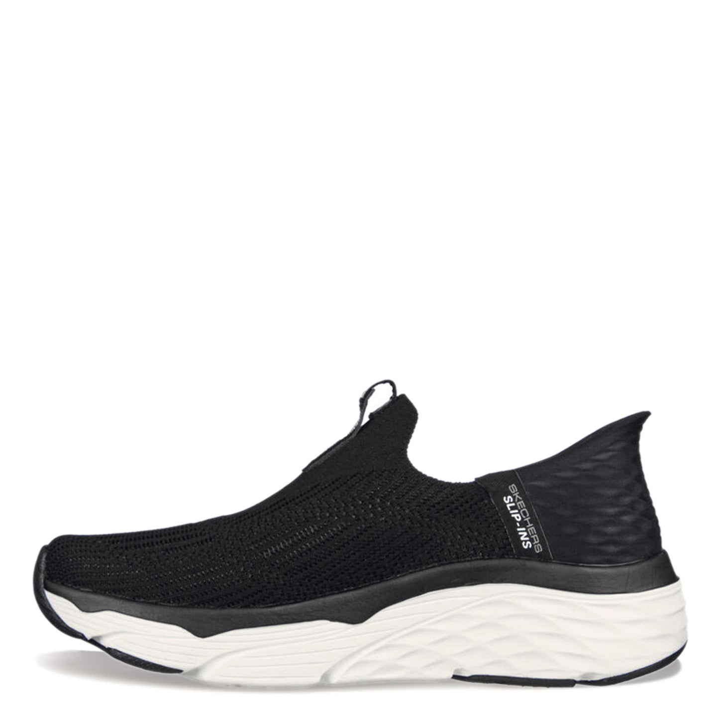 Peltz Shoes Women's Skechers Slip-ins: Max Cushioning - Smooth Sneaker BLACK / WHITE 128571-BKW