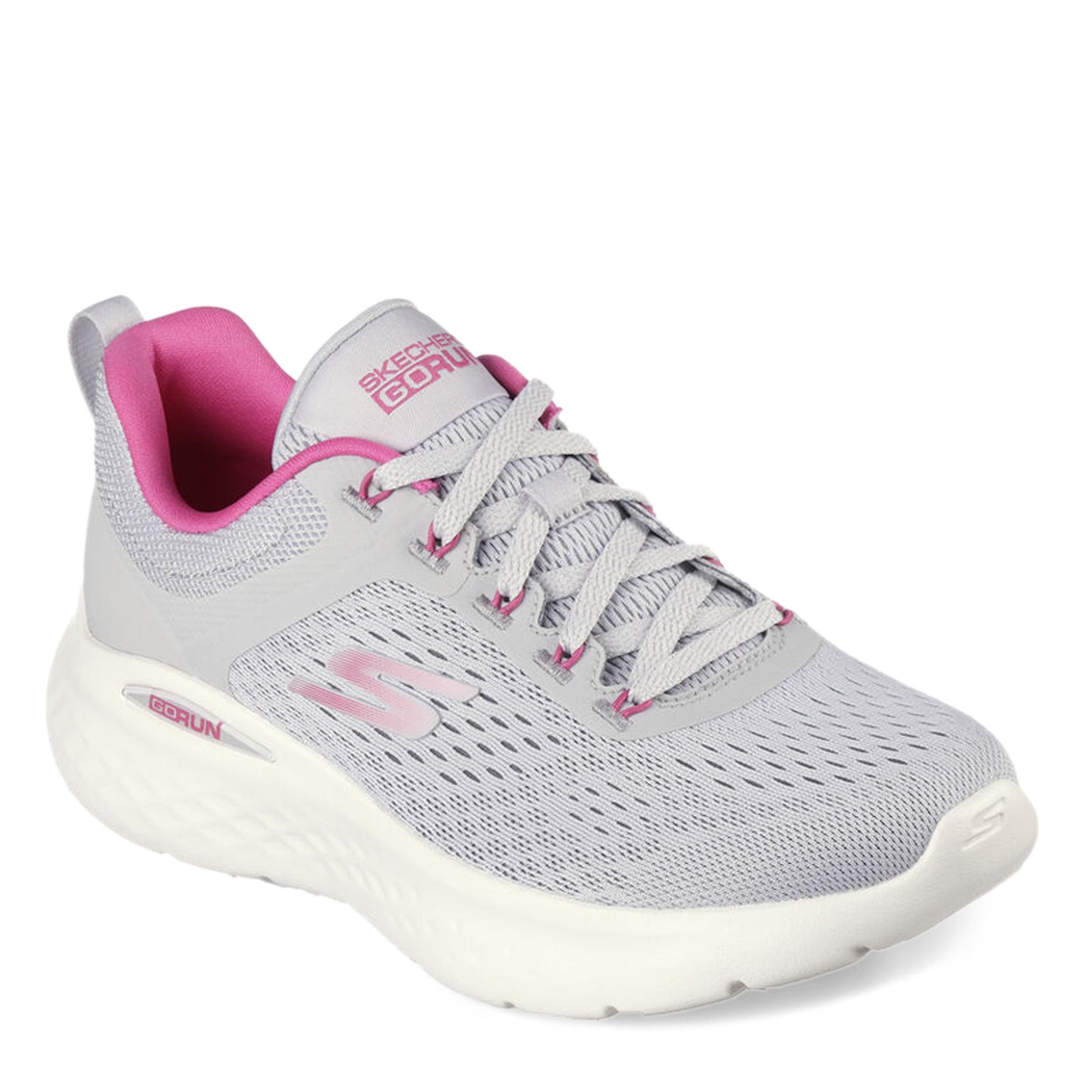 Peltz Shoes Women's Skechers GO RUN Lite Running Shoe GREY PINK 129423-GYPK