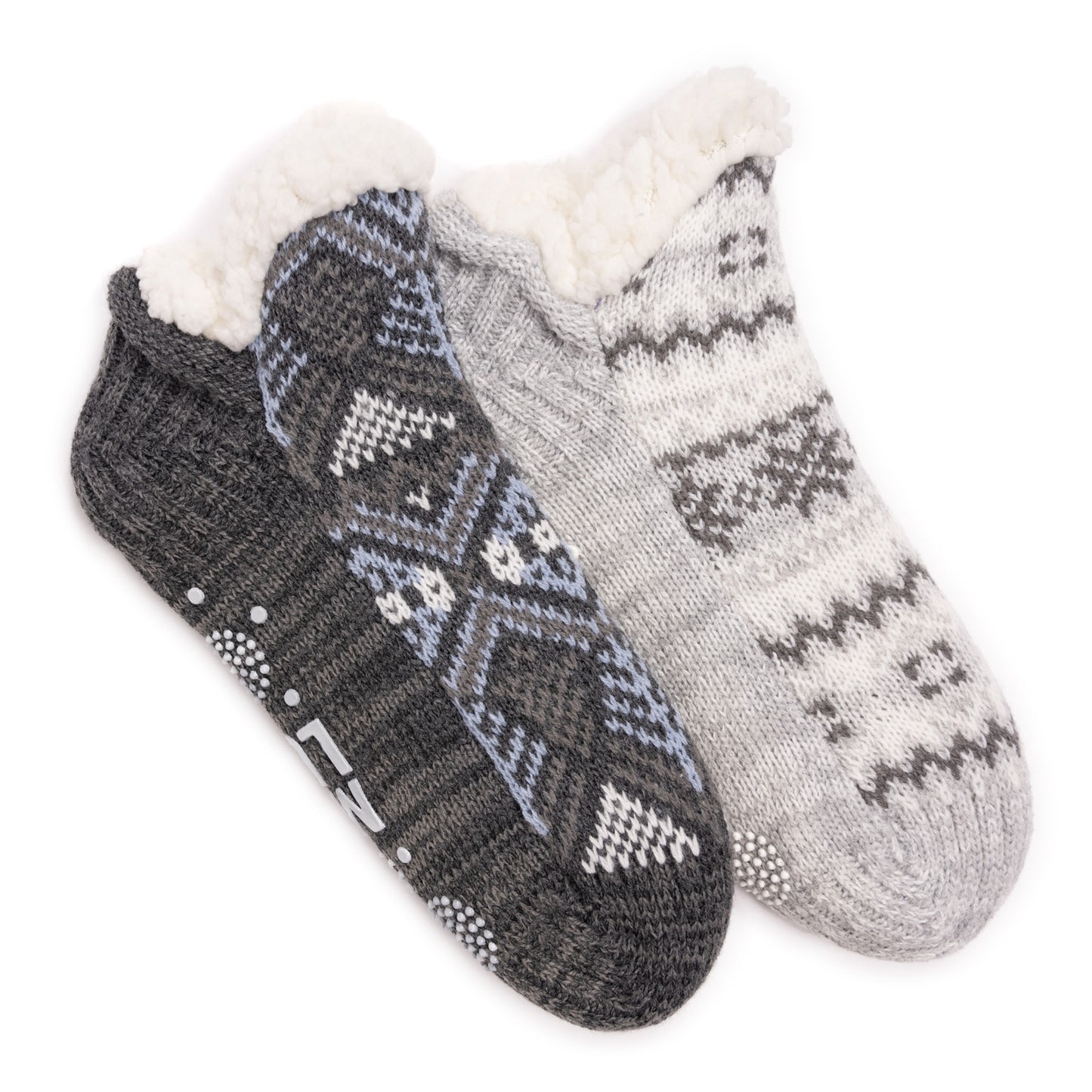 Peltz Shoes Women's Muk Luks Short Cabin Socks – 2 Pair GREY 1300136025