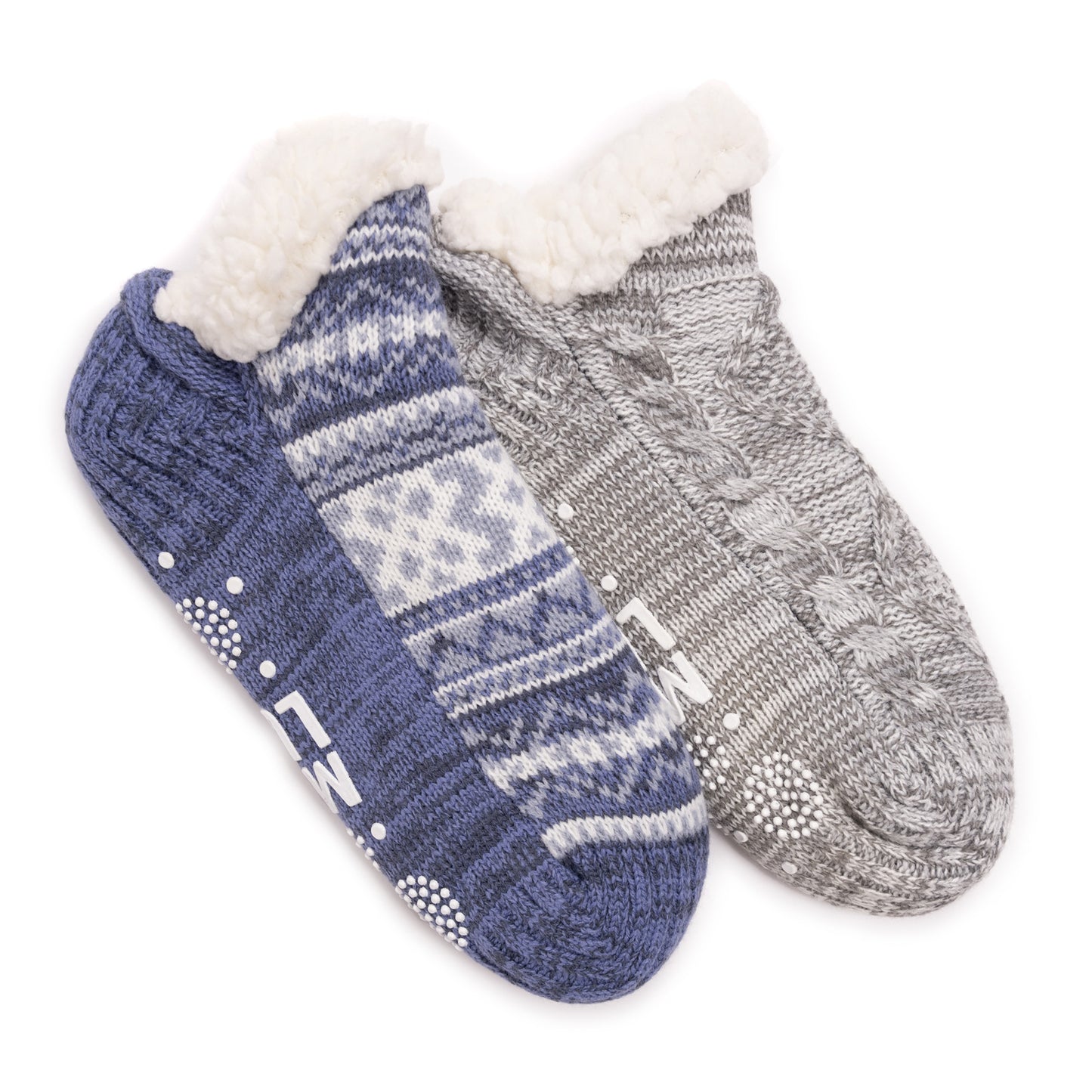 Peltz Shoes Women's Muk Luks Short Cabin Socks – 2 Pair DENIM 1300136401