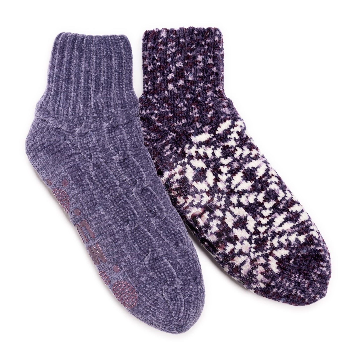 Peltz Shoes Women's Muk Luks Chenille Cabin Socks – 2 Pair AMETHYST 1300255500