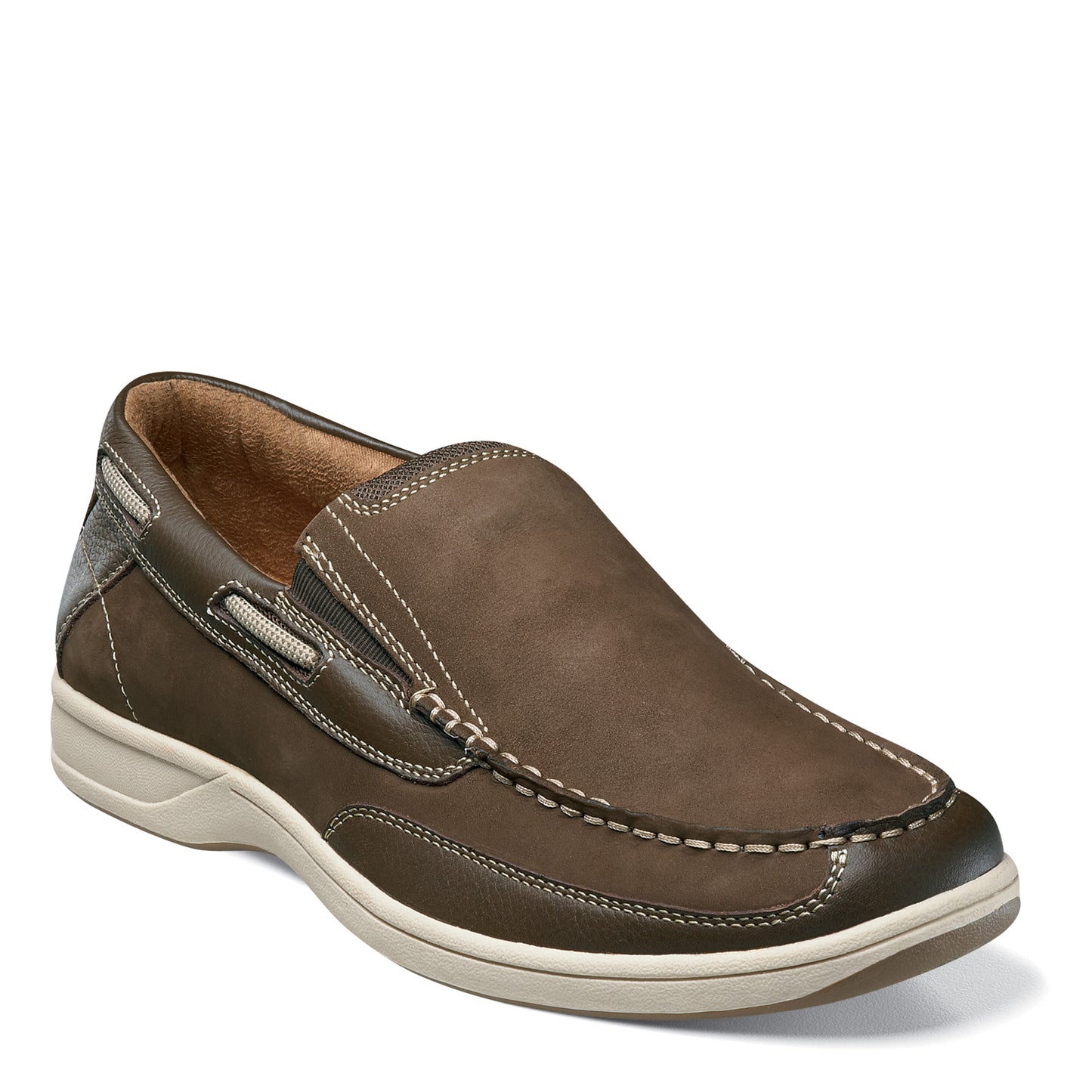 Peltz Shoes Men's Florsheim Lakeside Slip-On BROWN NUBUCK 13158-200