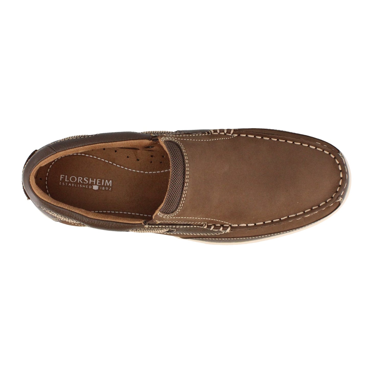 Peltz Shoes Men's Florsheim Lakeside Slip-On BROWN NUBUCK 13158-200