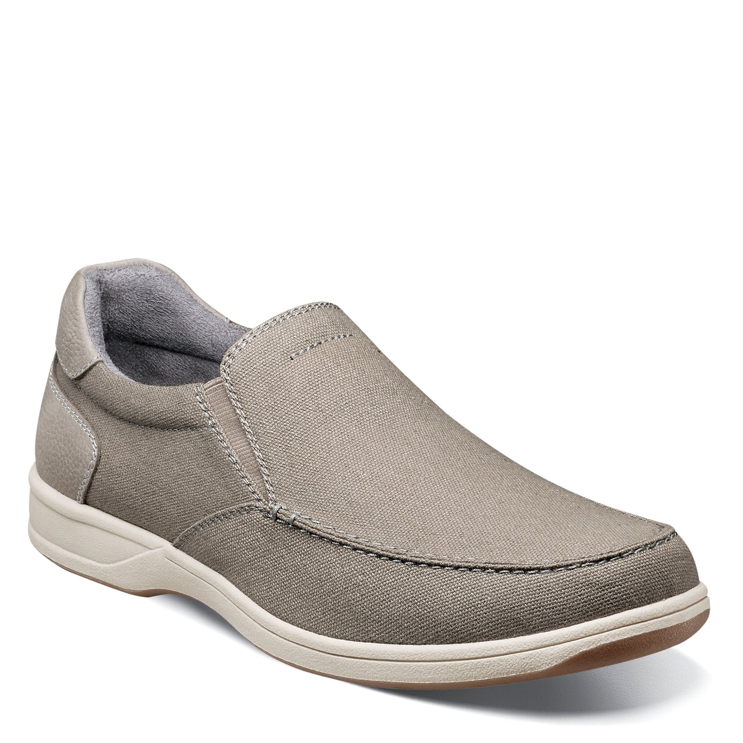 Peltz Shoes Men's Florsheim Lakeside Canvas Moc Slip On GREY 13401-020