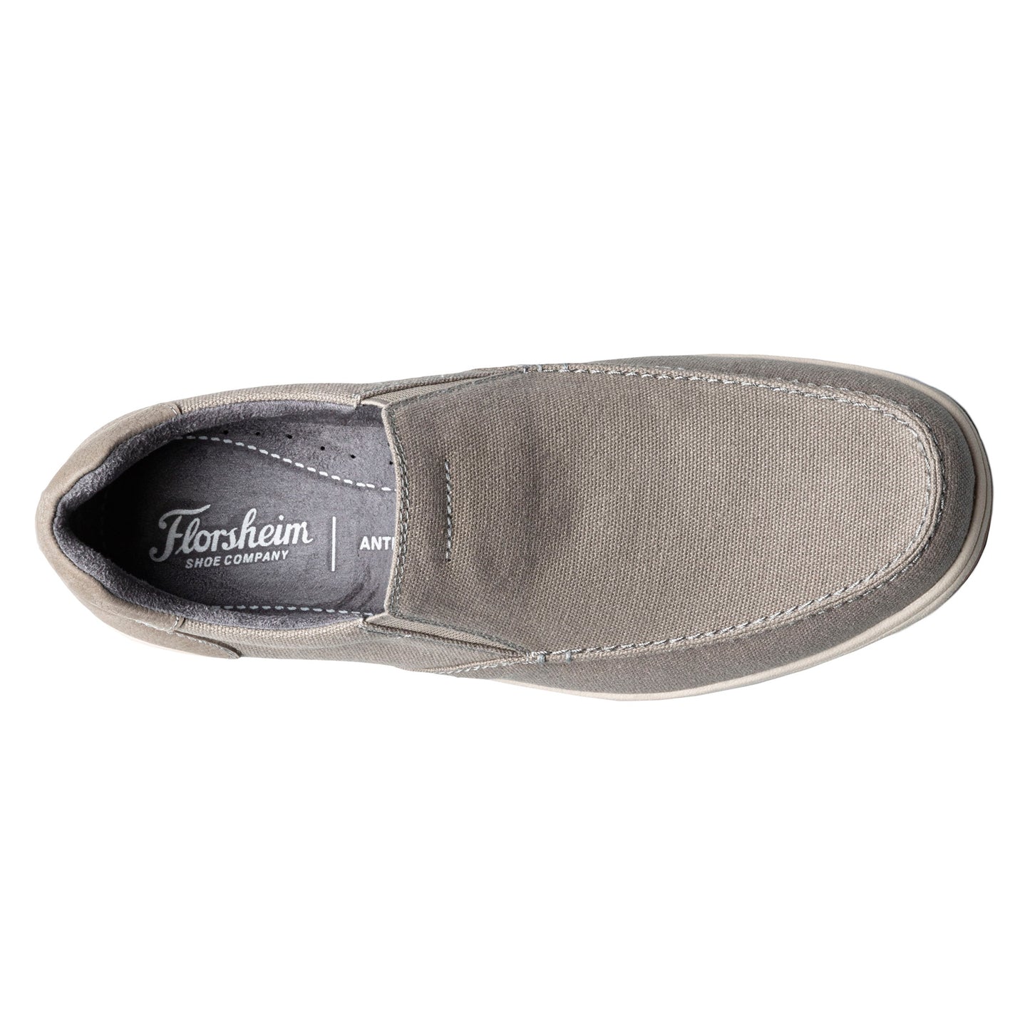 Peltz Shoes Men's Florsheim Lakeside Canvas Moc Slip On GREY 13401-020