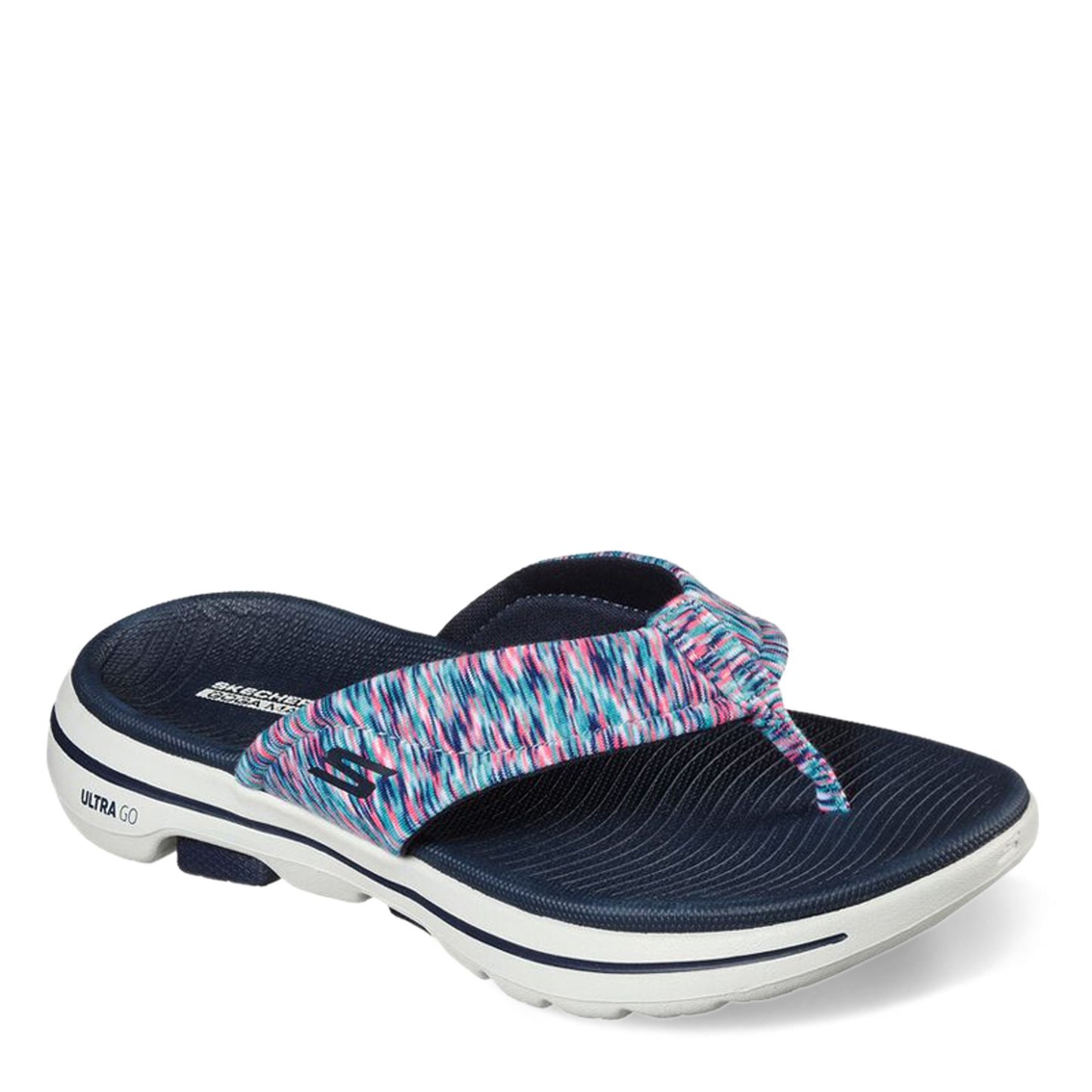 Peltz Shoes Women's Skechers GOwalk 5 - Destined Sandal NAVY MULTI 140087-NVMT