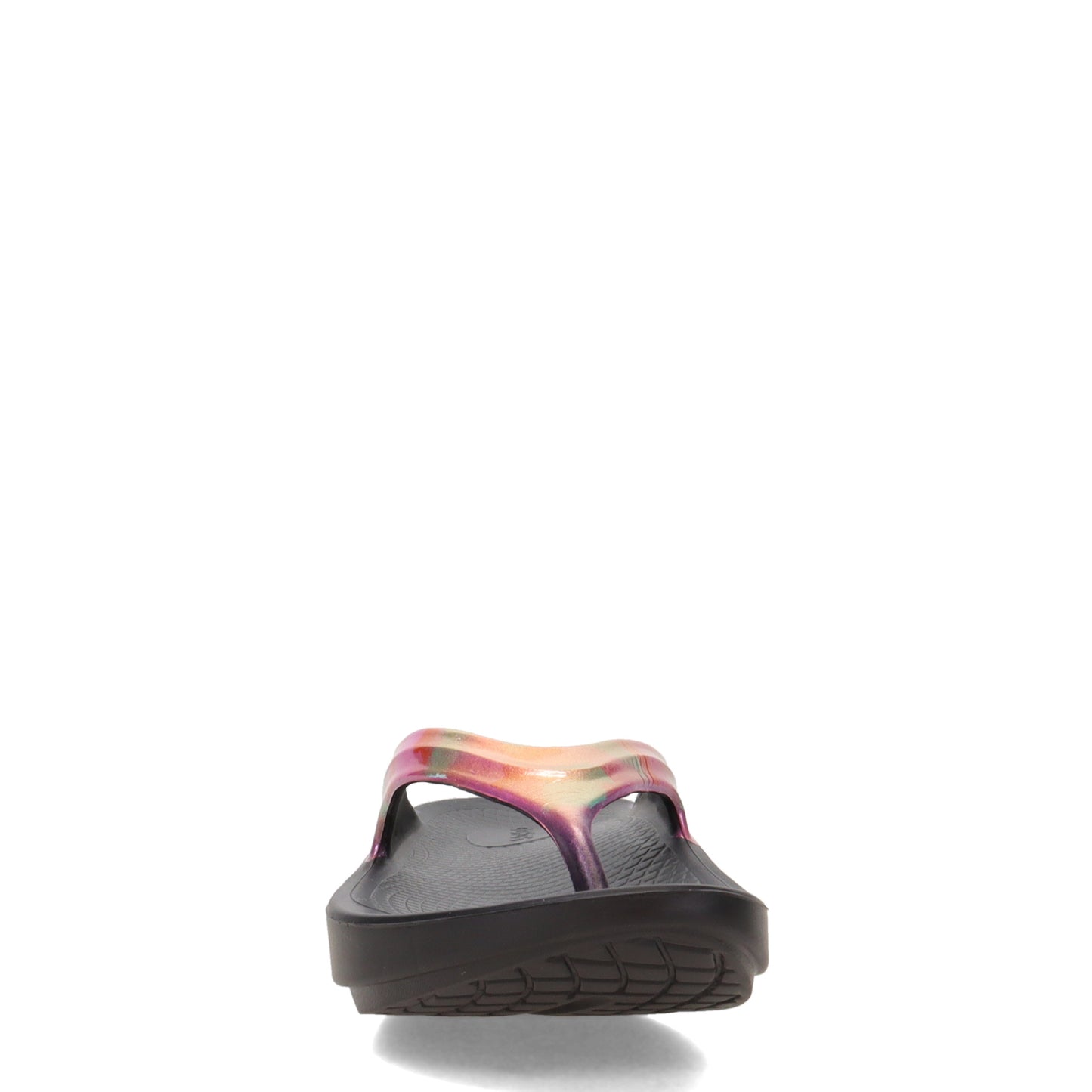 Peltz Shoes Women's Oofos OOlala Luxe Sandal BLACK MAGENTA 1401-BLACKMAG
