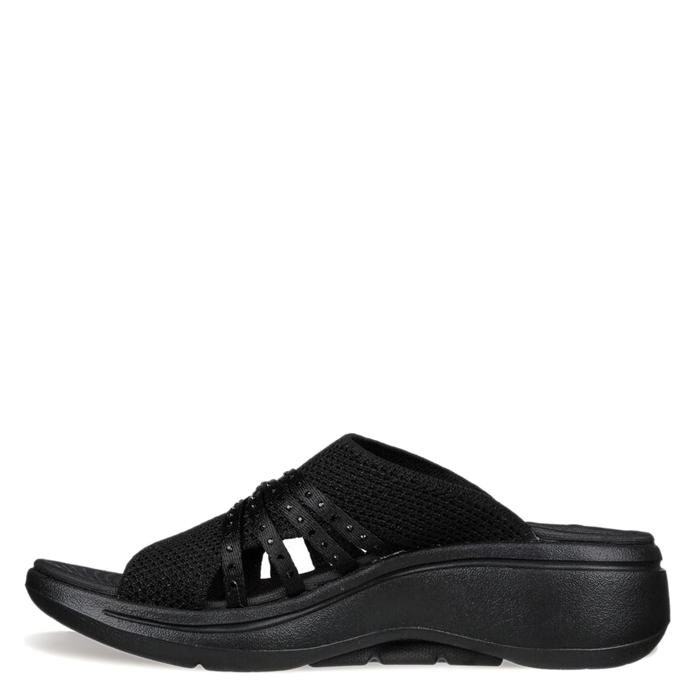 Peltz Shoes Women's Skechers GO WALK Arch Fit - Glisten Sandal BLACK 140830-BBK