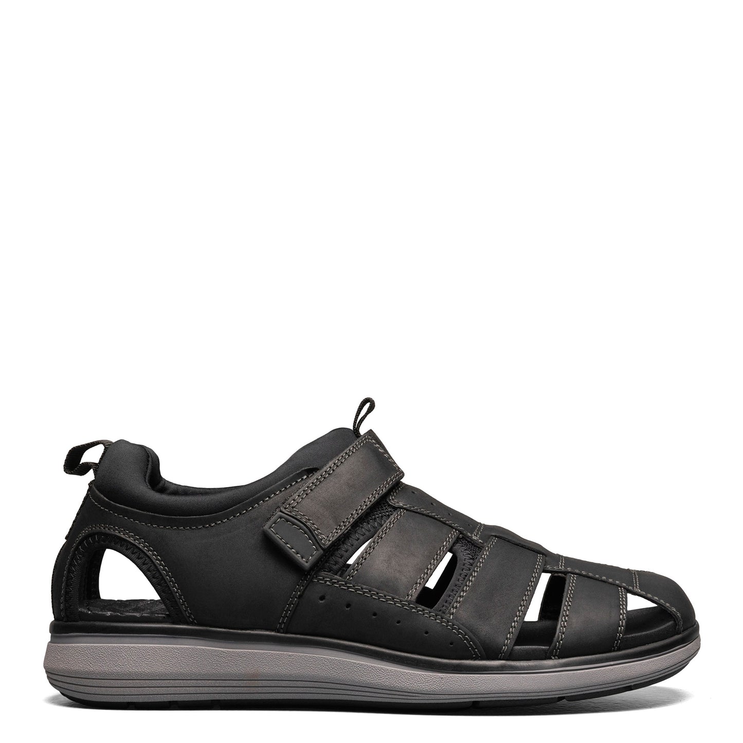 Peltz Shoes Men's Florsheim Venture Fisherman Sandal Black Crazy Horse 14320-010